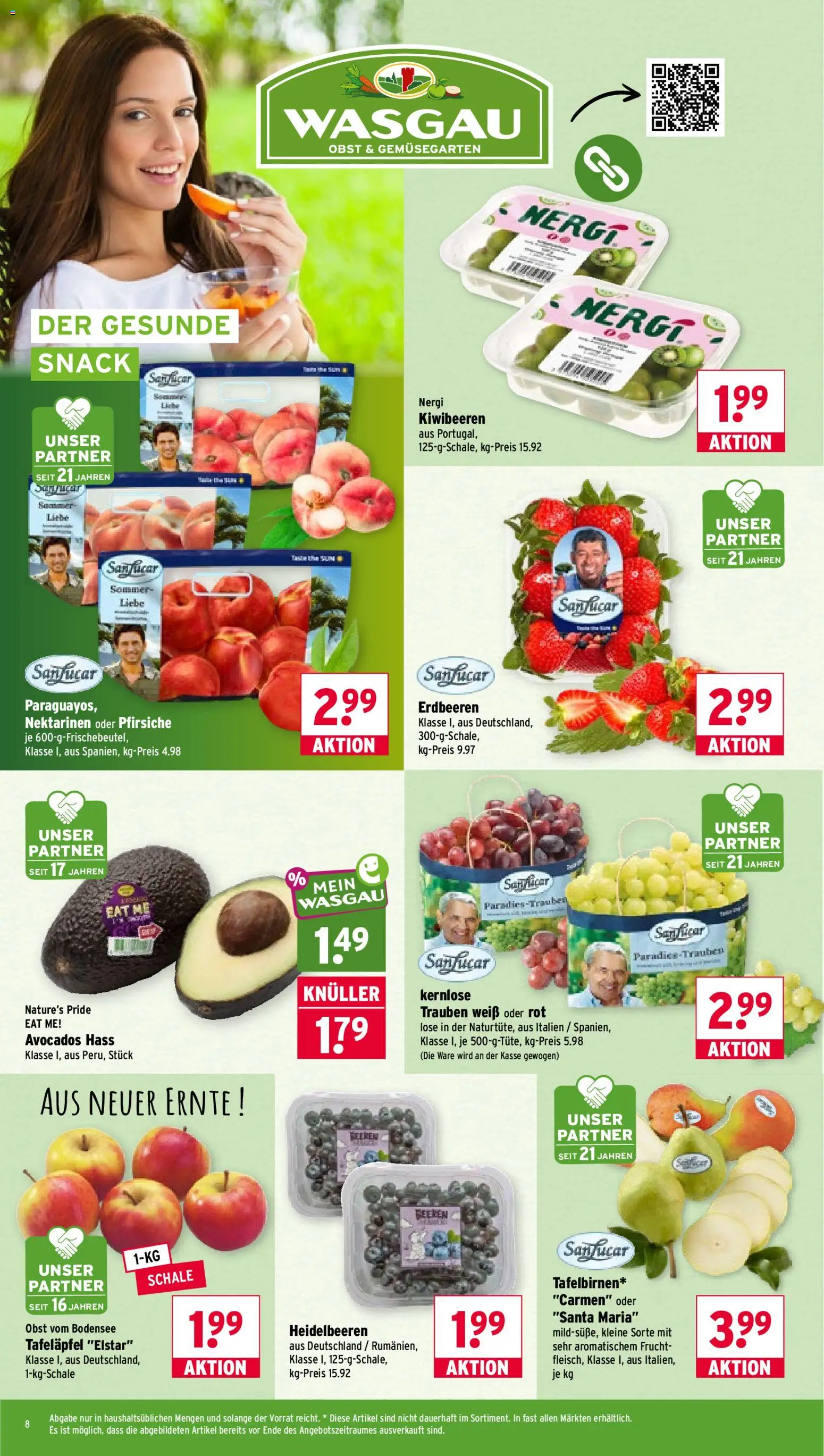 Wasgau Prospekt – gültig ab 07.09.2026 | Seite: 8 | Produkte: Nektarinen, Trauben, Heidelbeeren, Erdbeeren