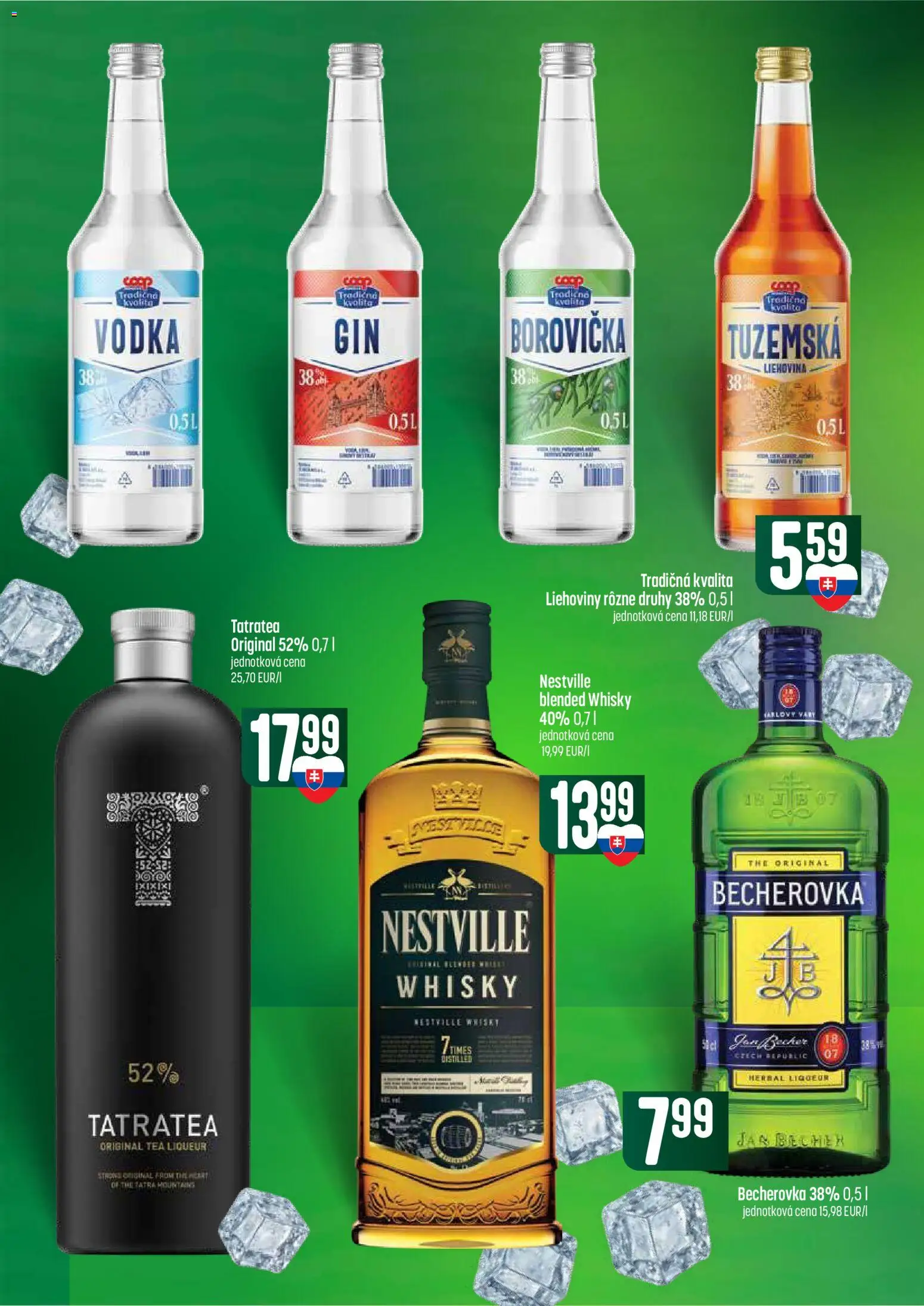 Nové COOP Jednota akcie – leták je platný od 18.06.2026 | Strana: 56 | Produkty: Becherovka, Borovička, Vodka, Jar