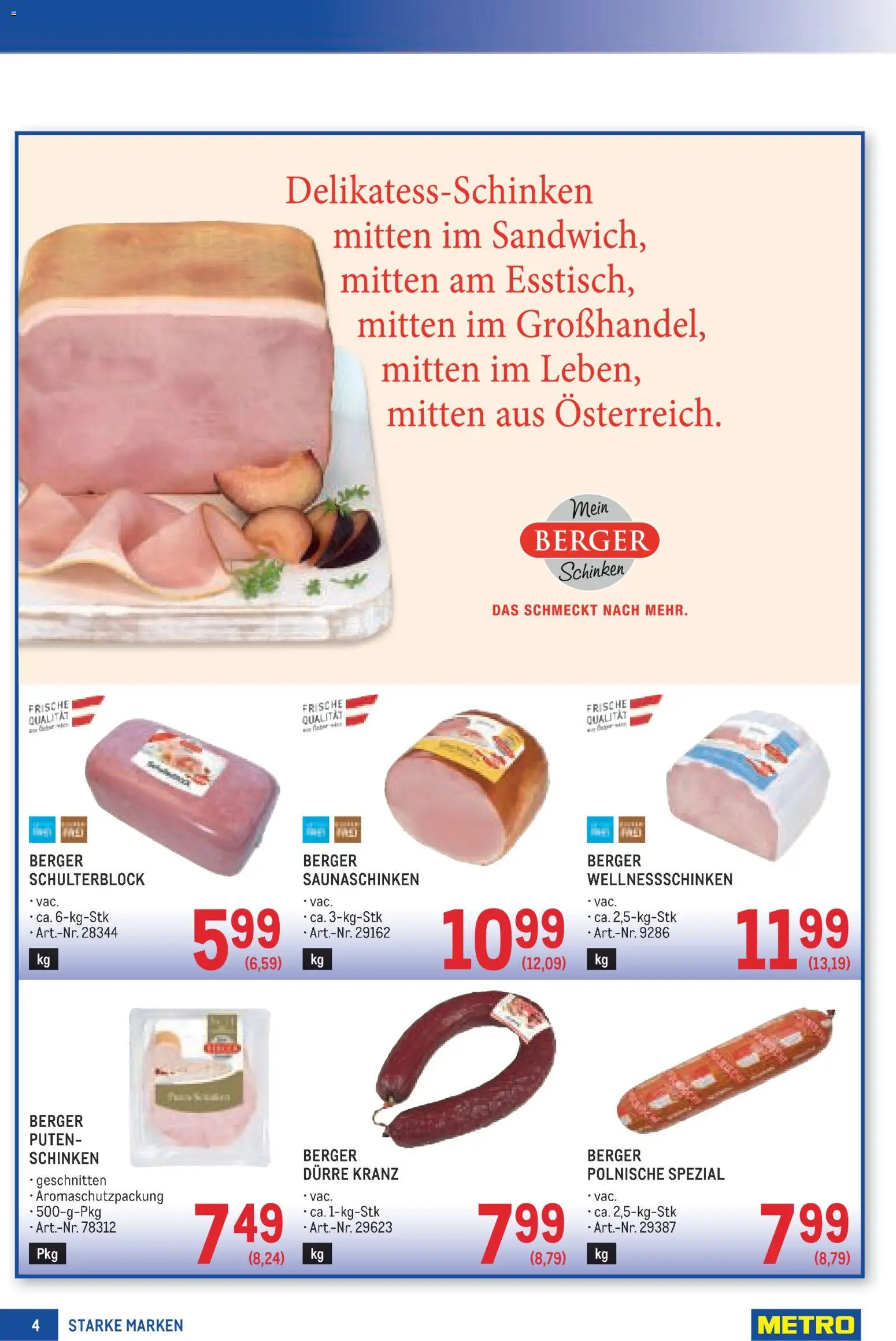 Metro angebote Starke Marken gültig ab 20.08.2026 | Seite: 4 | Produkte: Schinken