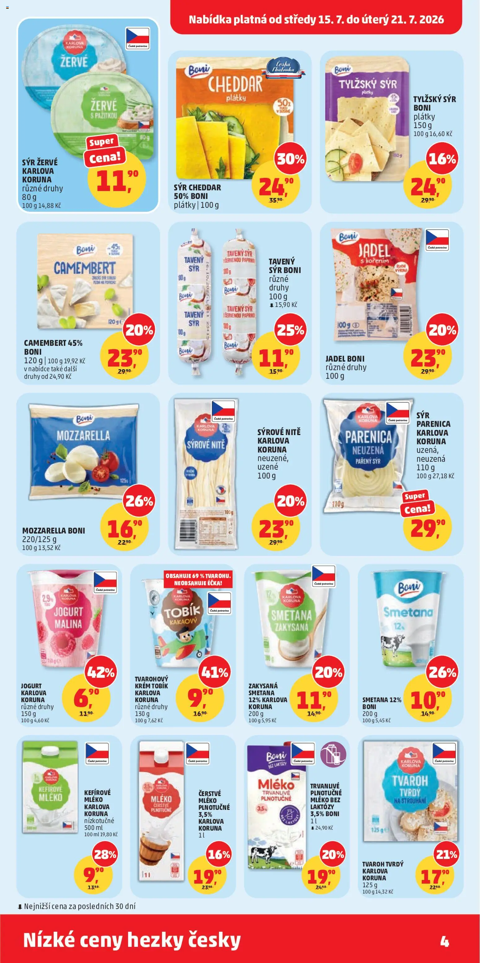Penny Market leták od 15.07.2026 | Strana: 4 | Produkty: Sýr, Jogurt, Smetana, Krém