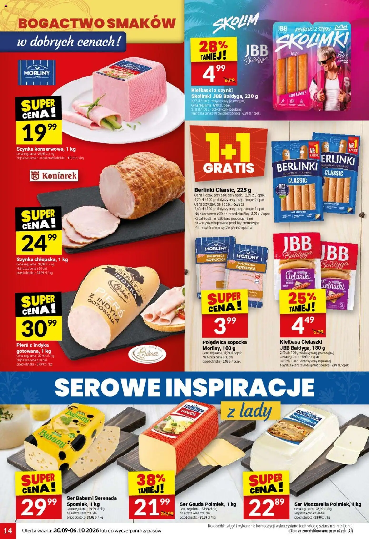 Twój Market gazetka od 30.09.2026 | Strona: 14 | Produkty: Szynka, Ser, Berlinki, Ser gouda