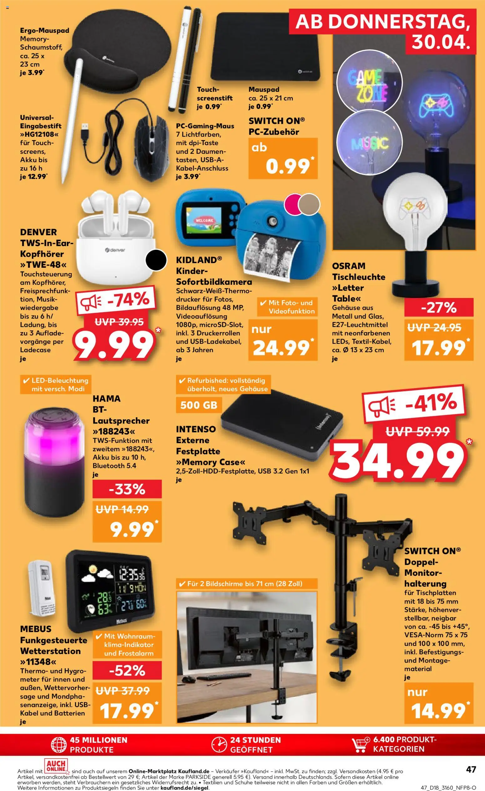 Kaufland Prospekt Rostock	 – gültig ab 30.04.2026 | Seite: 47 | Produkte: Kabel, Wetterstation, Lautsprecher, USB