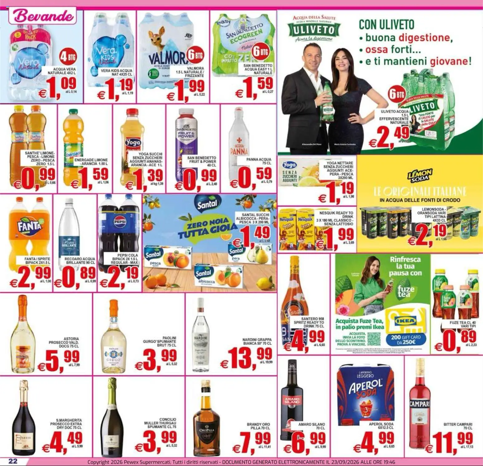 Volantino Pewex del 23/09/2026 | Pagina: 22 | Prodotti: Prosecco, Ananas, Arancia, Brandy