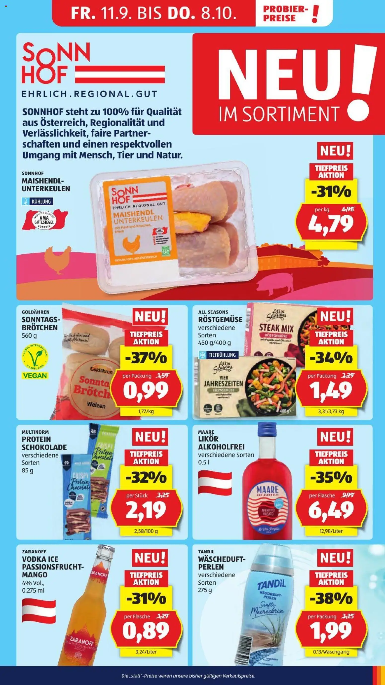 Hofer AT akciós ujság - amely érvényes a következő dátumtól: 2026.10.02. | Oldal: 52 | Termékek: Protein, Steak, Vegán, Vodka