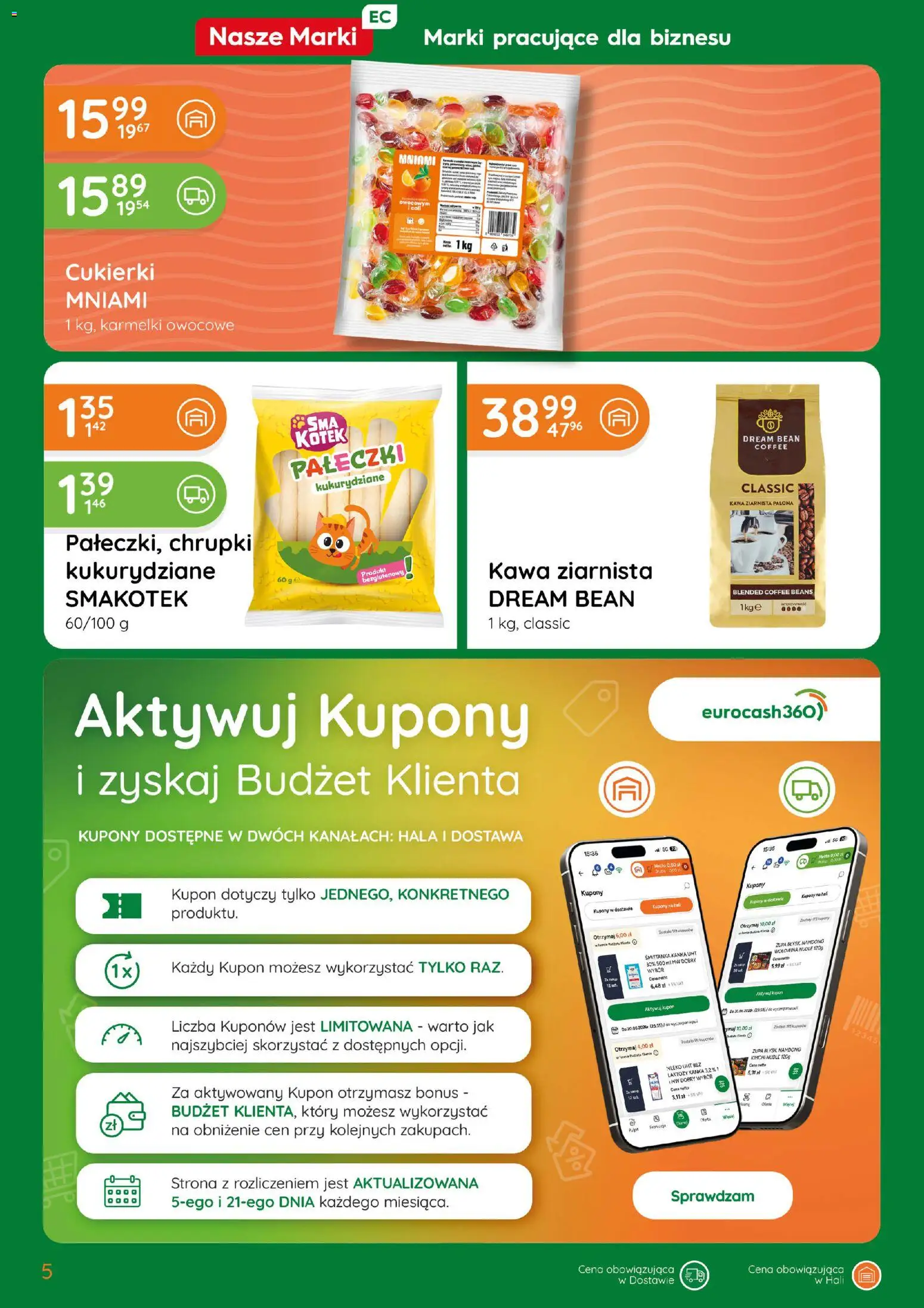 Eurocash gazetka od 15.10.2026 | Strona: 5 | Produkty: Bez laktozy, Chrupki kukurydziane, Chrupki, Kawa