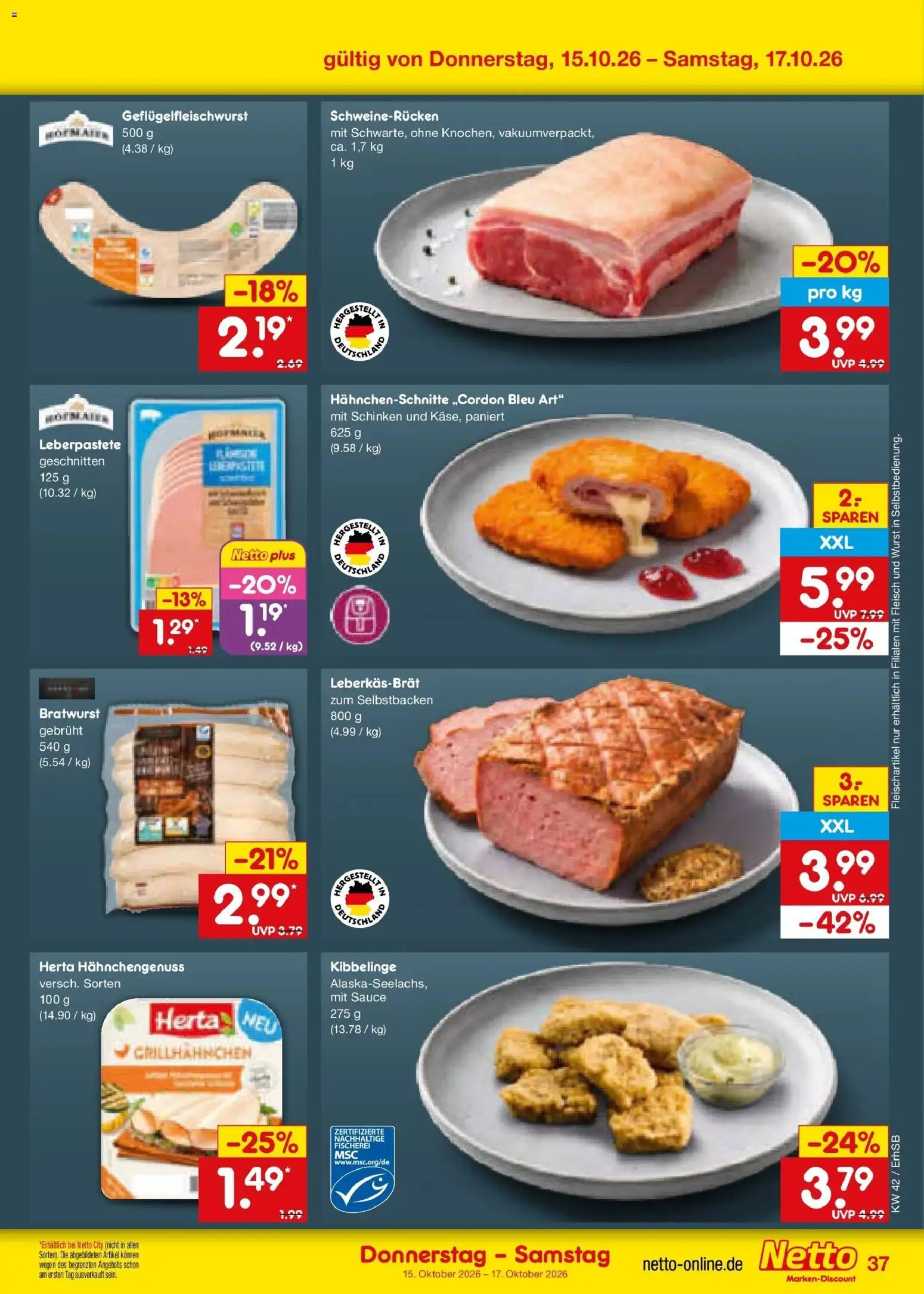 Netto Marken-Discount Prospekt München (ab 12.10.2026) » Angebote | Seite: 51 | Produkte: Bratwurst, Schweinerucken, Schinken, Fleisch