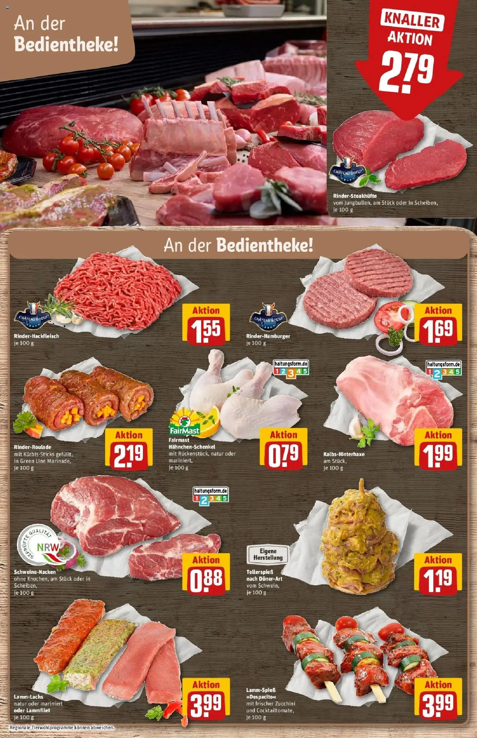 REWE Prospekt ab 28.09.2026 zum Blättern » Angebote | Seite: 14 | Produkte: Hahnchenschenkel, Schweinenacken, Zucchini