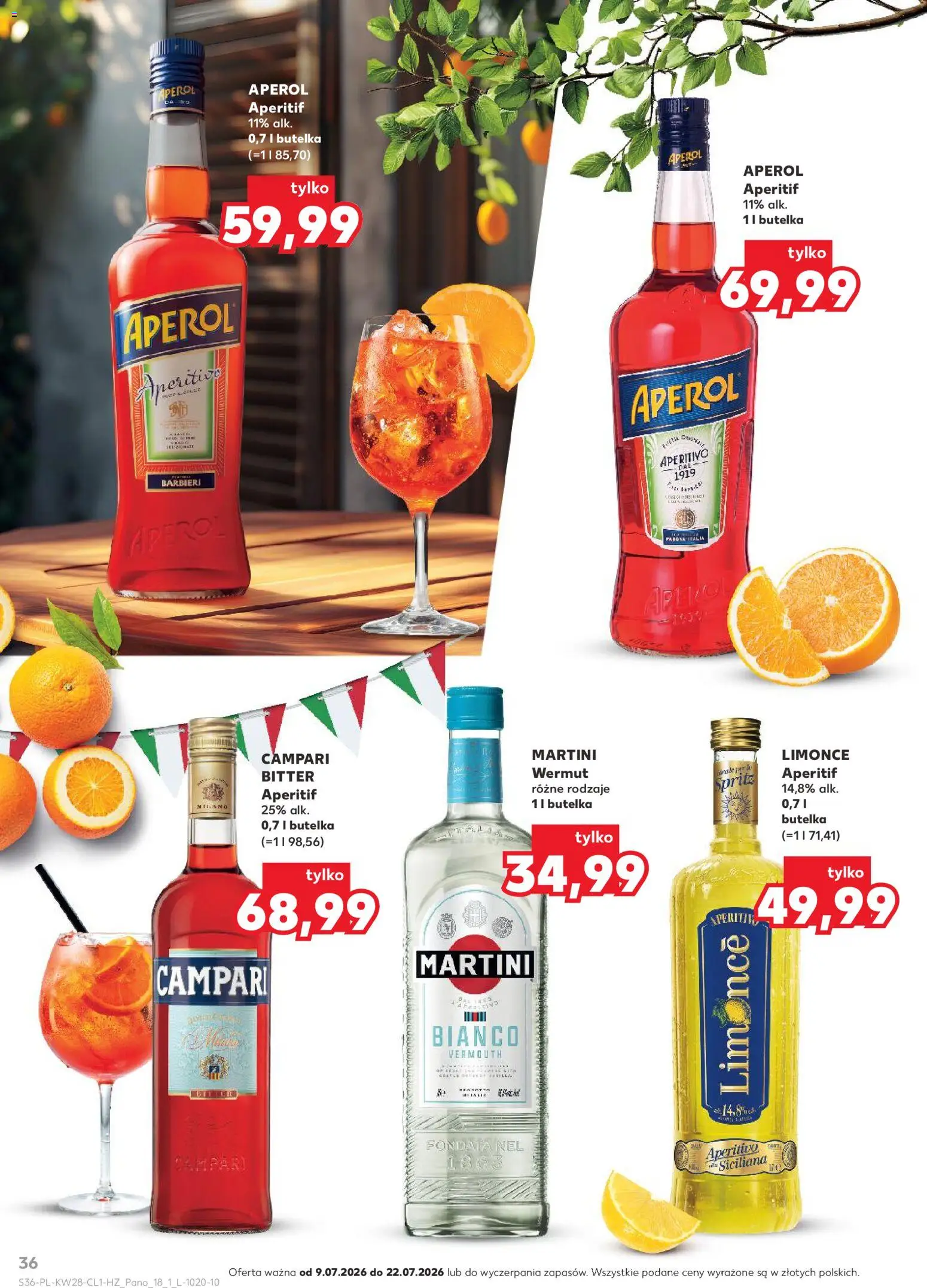 Kaufland Polsko leták - Barek od 09.07.2026 | Strana: 36 | Produkty: Martini, Campari, Vermouth, Aperitivo