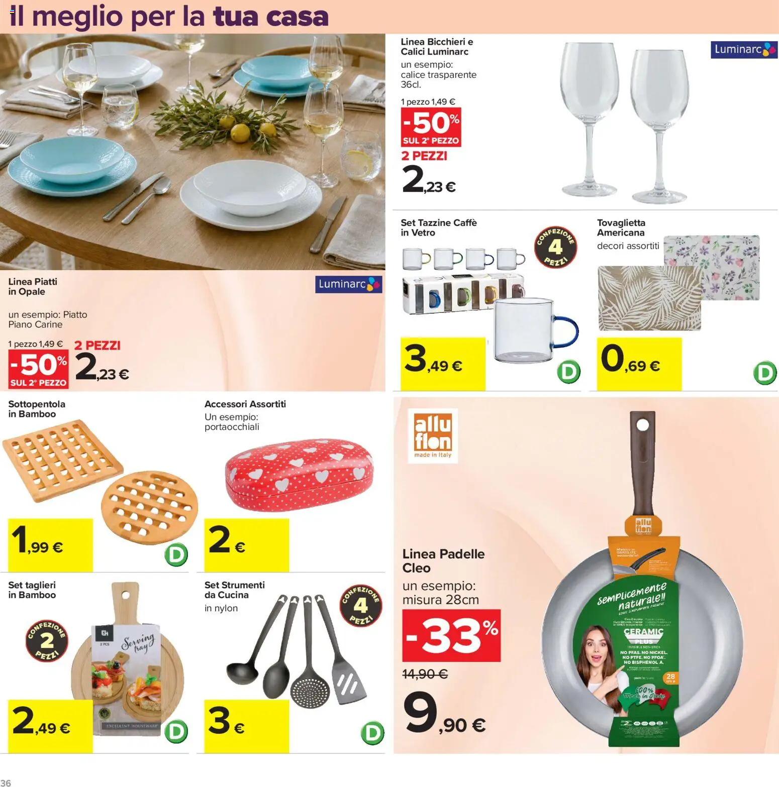 Volantino Carrefour del 15/09/2026 | Pagina: 36 | Prodotti: Calice, Caffè, Piatti, Sottopentola