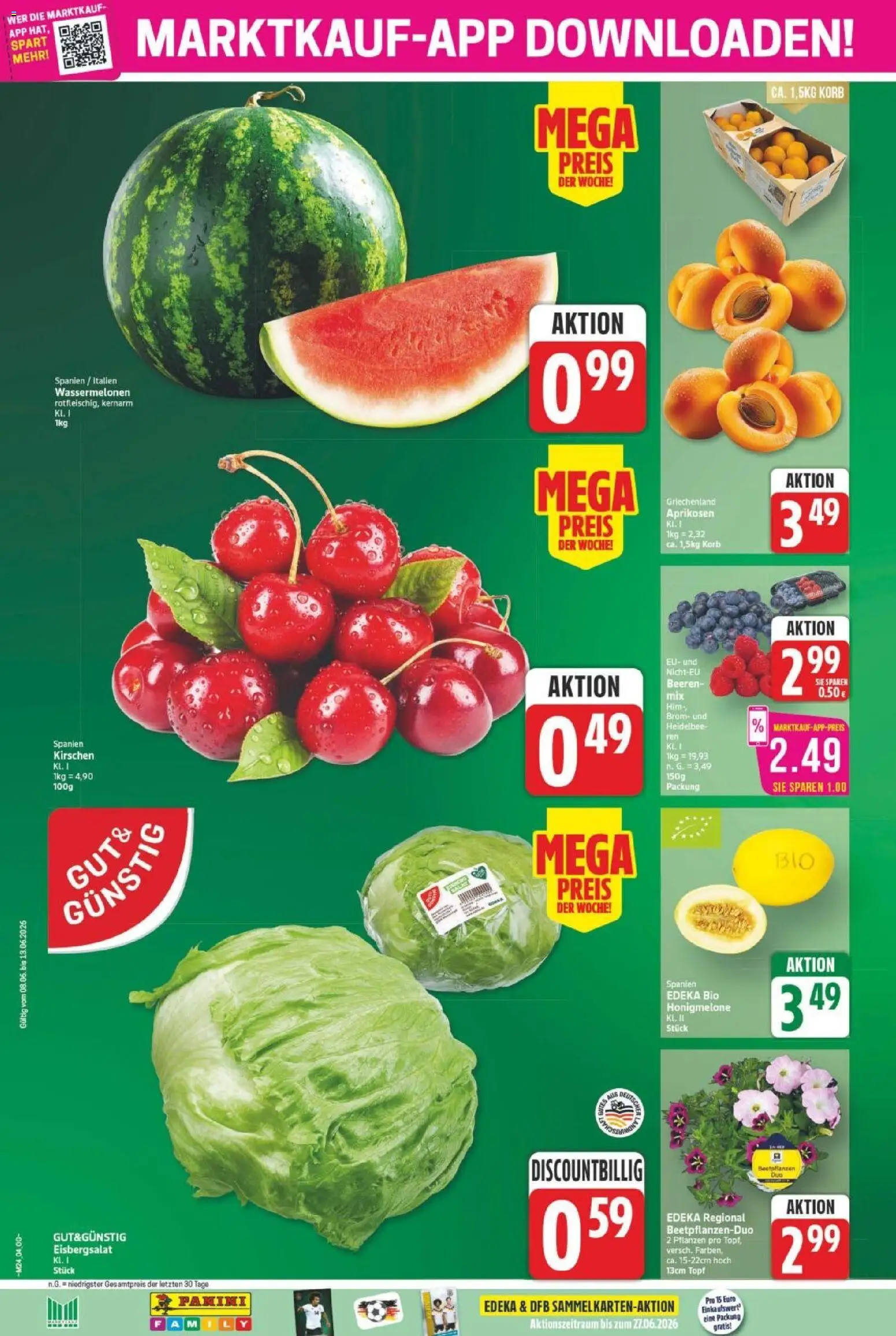 Marktkauf Prospekt – gültig ab 08.06.2026 | Seite: 4 | Produkte: Korb, Eisbergsalat, Kirschen, Honigmelone