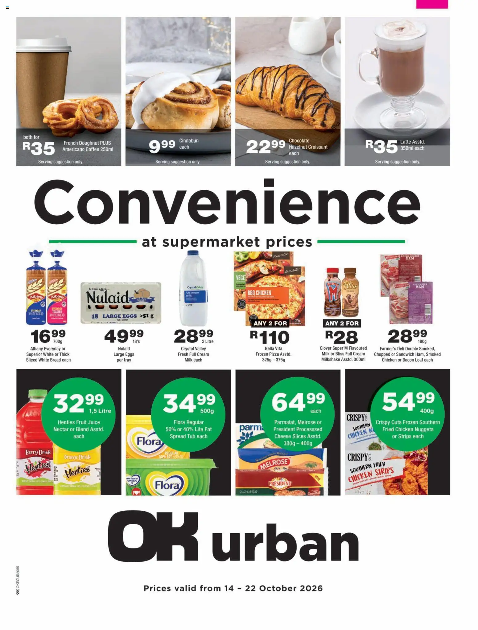 New OK Foods catalogue – valid from 14/10/2026 | Page: 1 | Products: Tray, Coffee, Pizza, Bacon