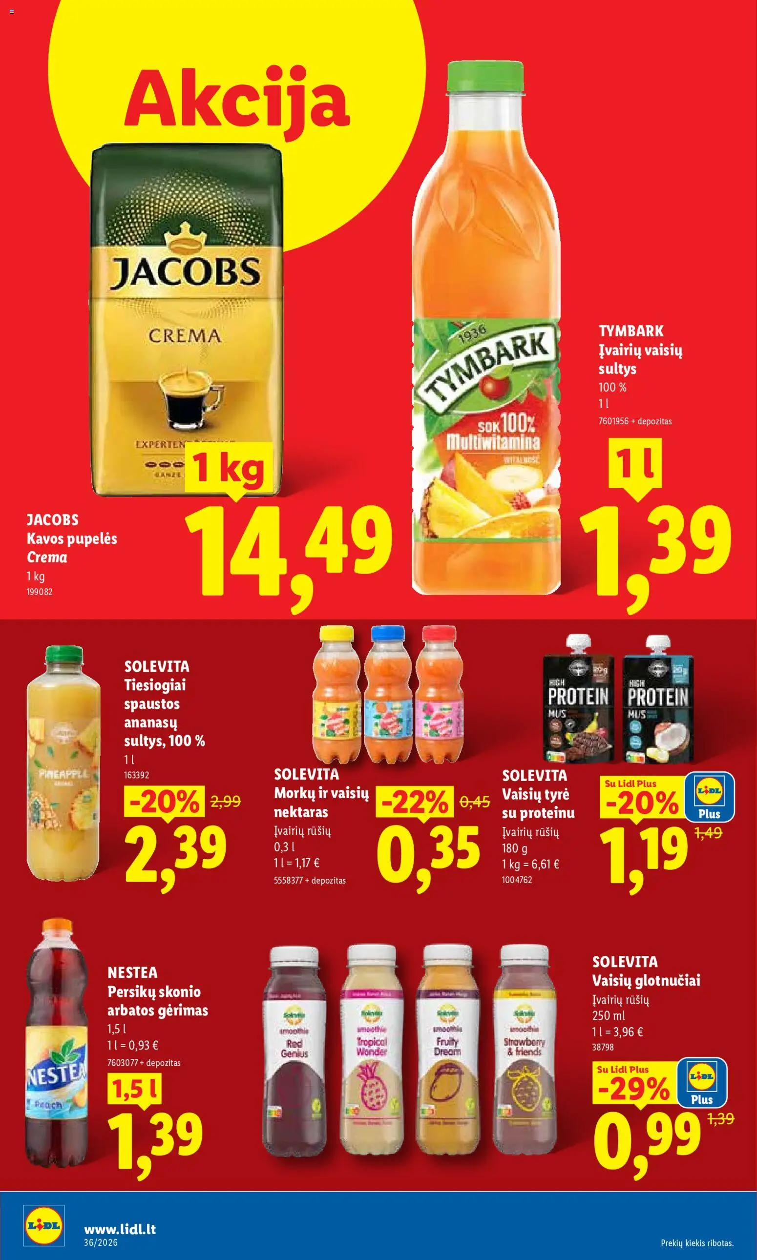 LIDL akcijos nuo 2026.08.31 | Puslapis: 34 | Prekių: Tyrė, Pupelės, Kavos pupelės, Sultys