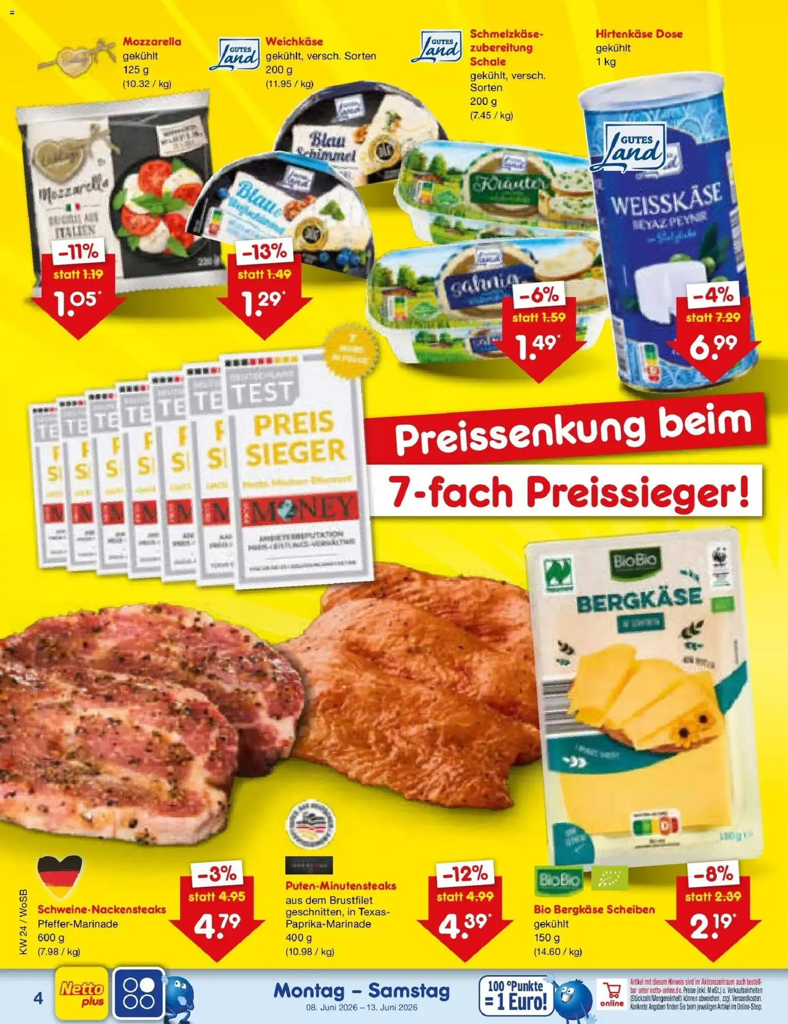 Netto Marken-Discount Prospekt Mannheim – gültig ab 08.06.2026 | Seite: 8 | Produkte: Mozzarella