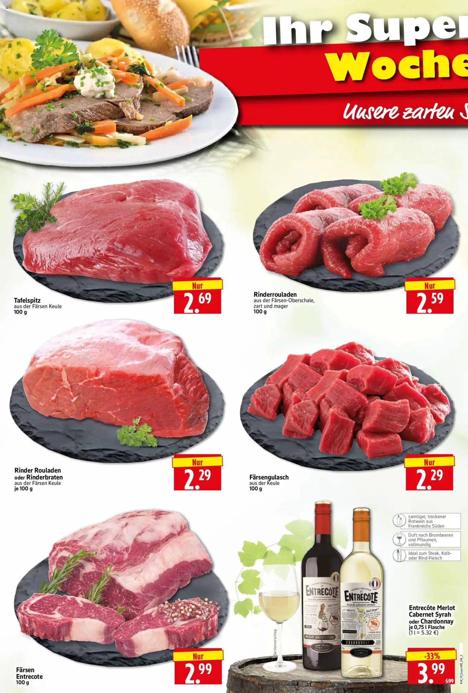 HERKULES Sonderbeilage – gültig ab 07.05.2026 | Seite: 2 | Produkte: Rinderrouladen, Rotwein, Duft, Entrecote