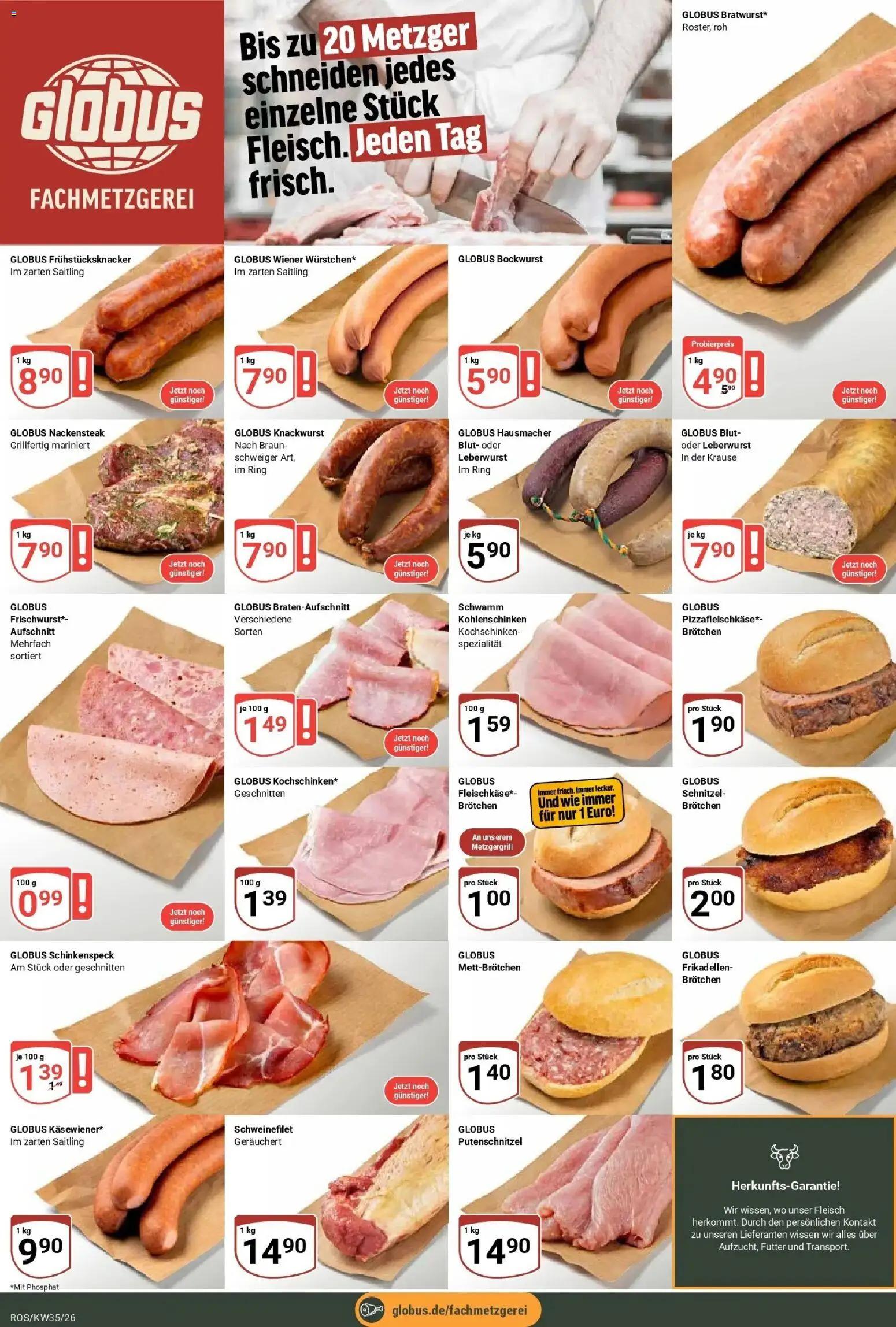 Globus Prospekt Lambrechtshagen (ab 24.08.2026) » Angebote online | Seite: 8 | Produkte: Bockwurst, Schnitzel, Schweinefilet, Putenschnitzel