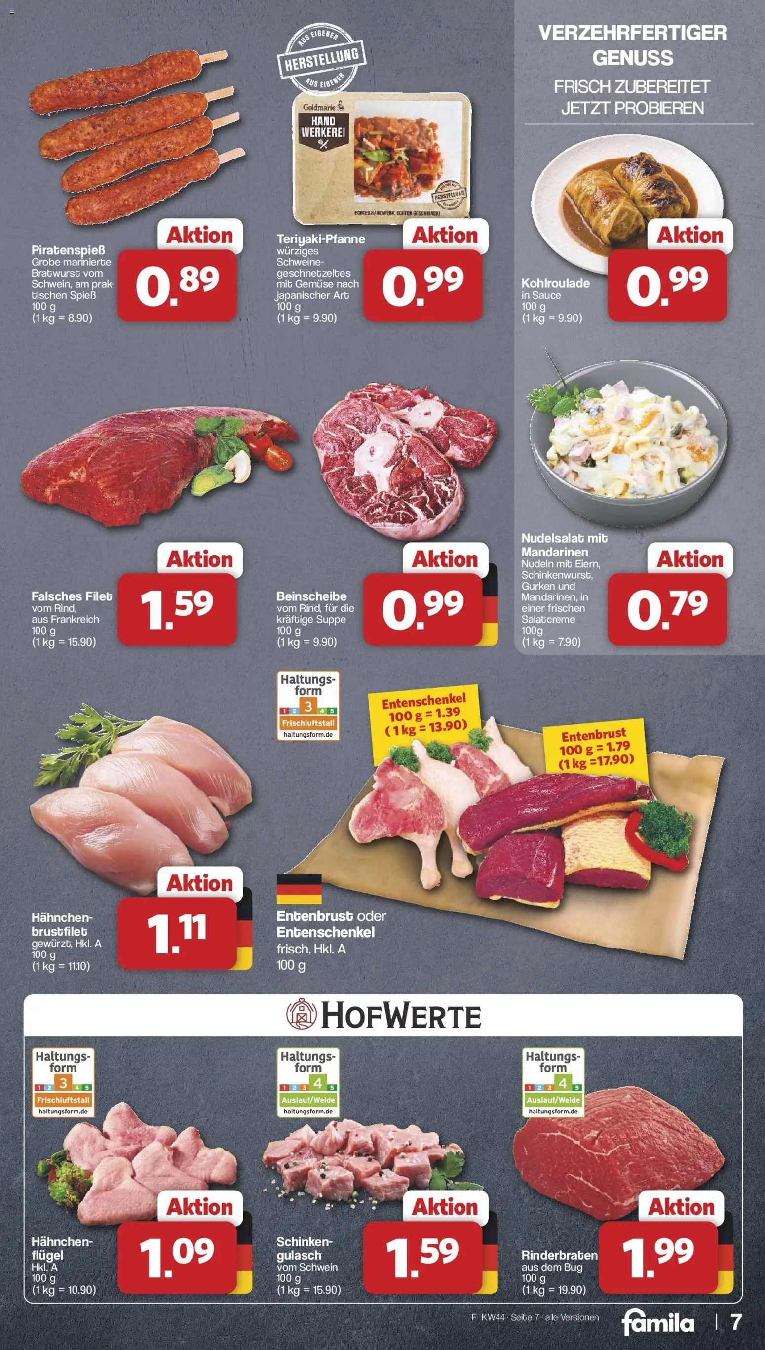 Famila Nordwest Prospekt – gültig ab 26.10.2026 | Seite: 7 | Produkte: Rinderbraten, Mandarinen, Gemüse, Nudeln