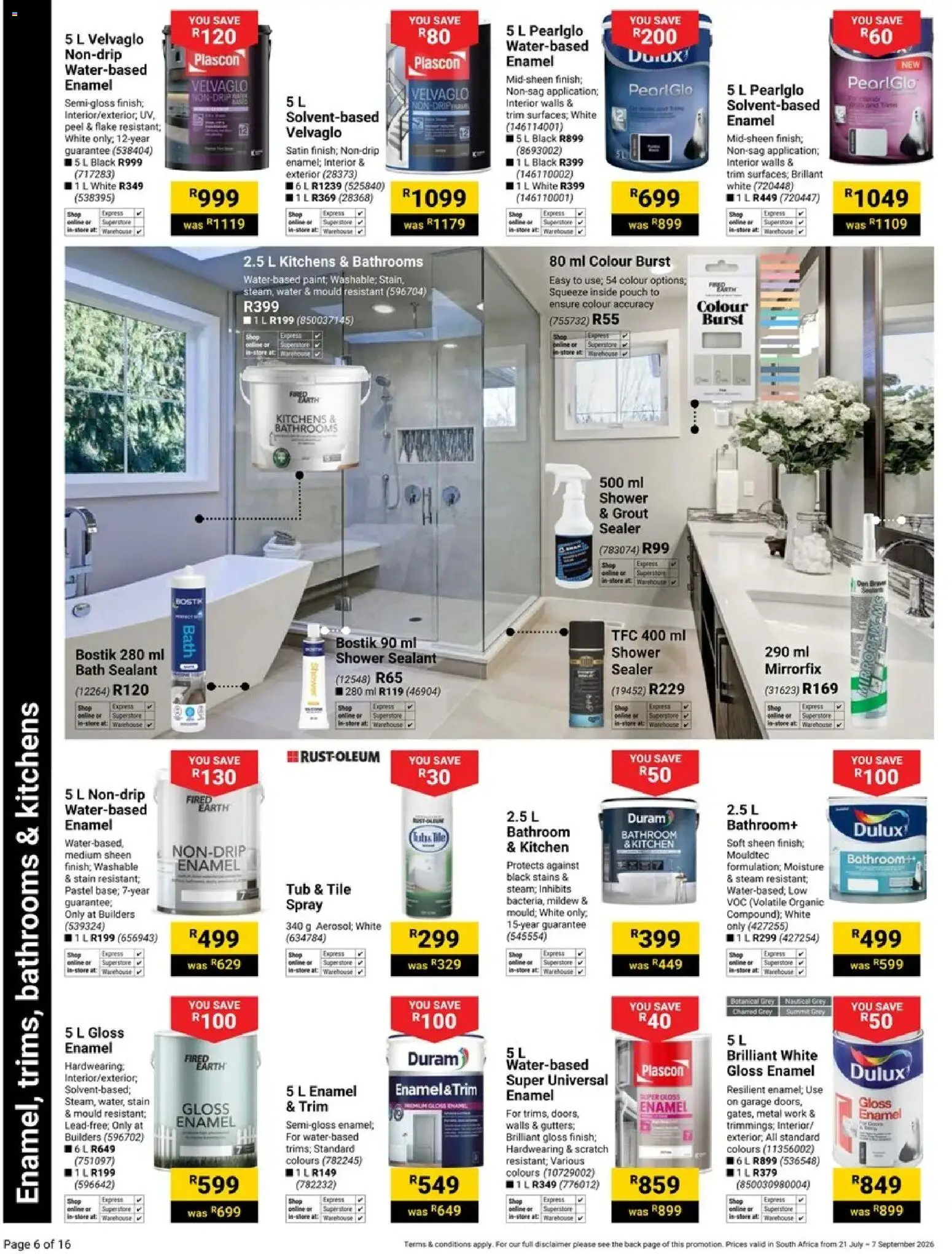 New Builders catalogue – valid from 21/07/2026 | Page: 6 | Products: Gloss, Bath, Shower, Enamel