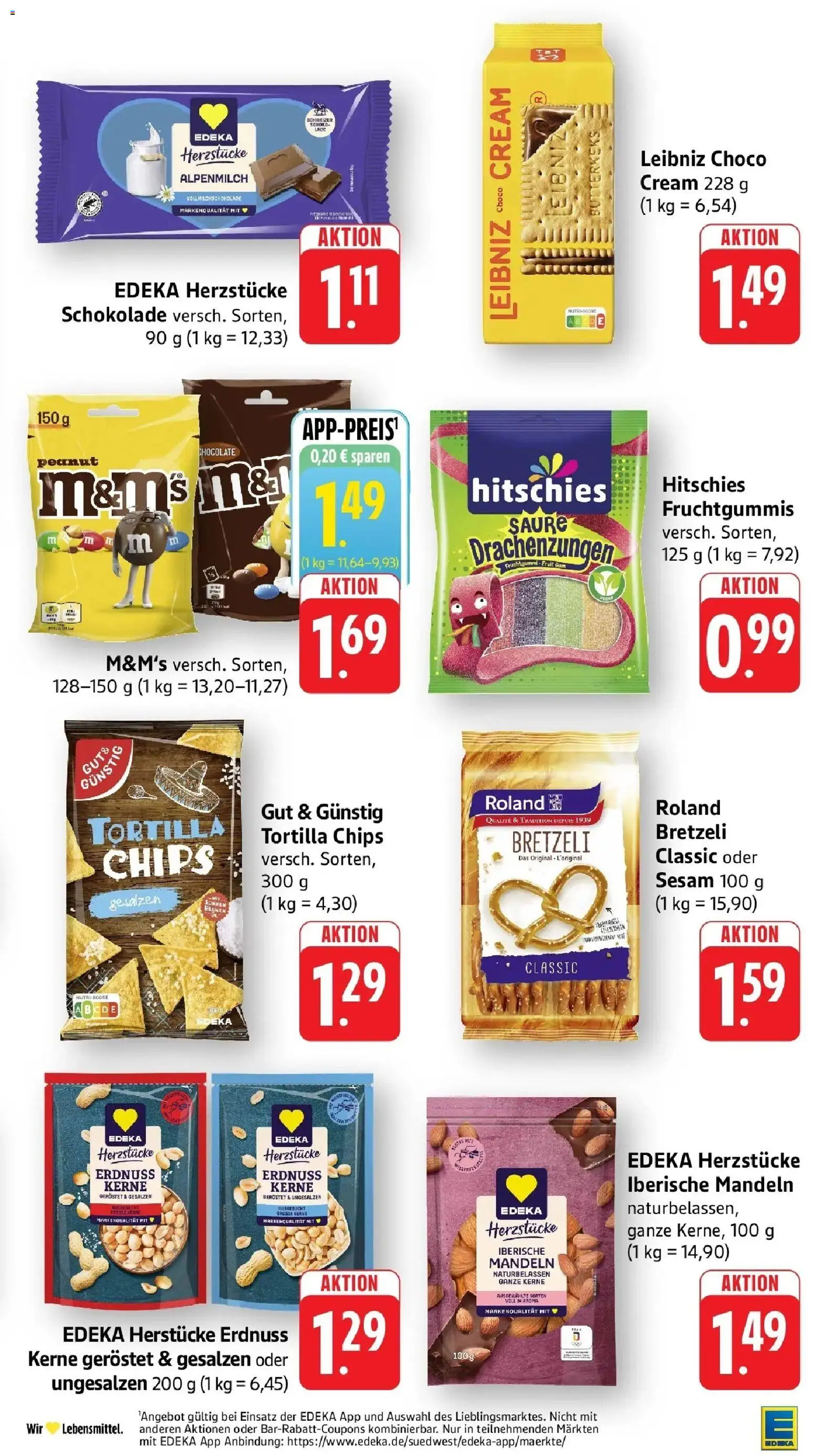 Edeka Prospekt Trier – gültig ab 08.06.2026 | Seite: 29 | Produkte: Schokolade, Mandeln, M&M's, Chips