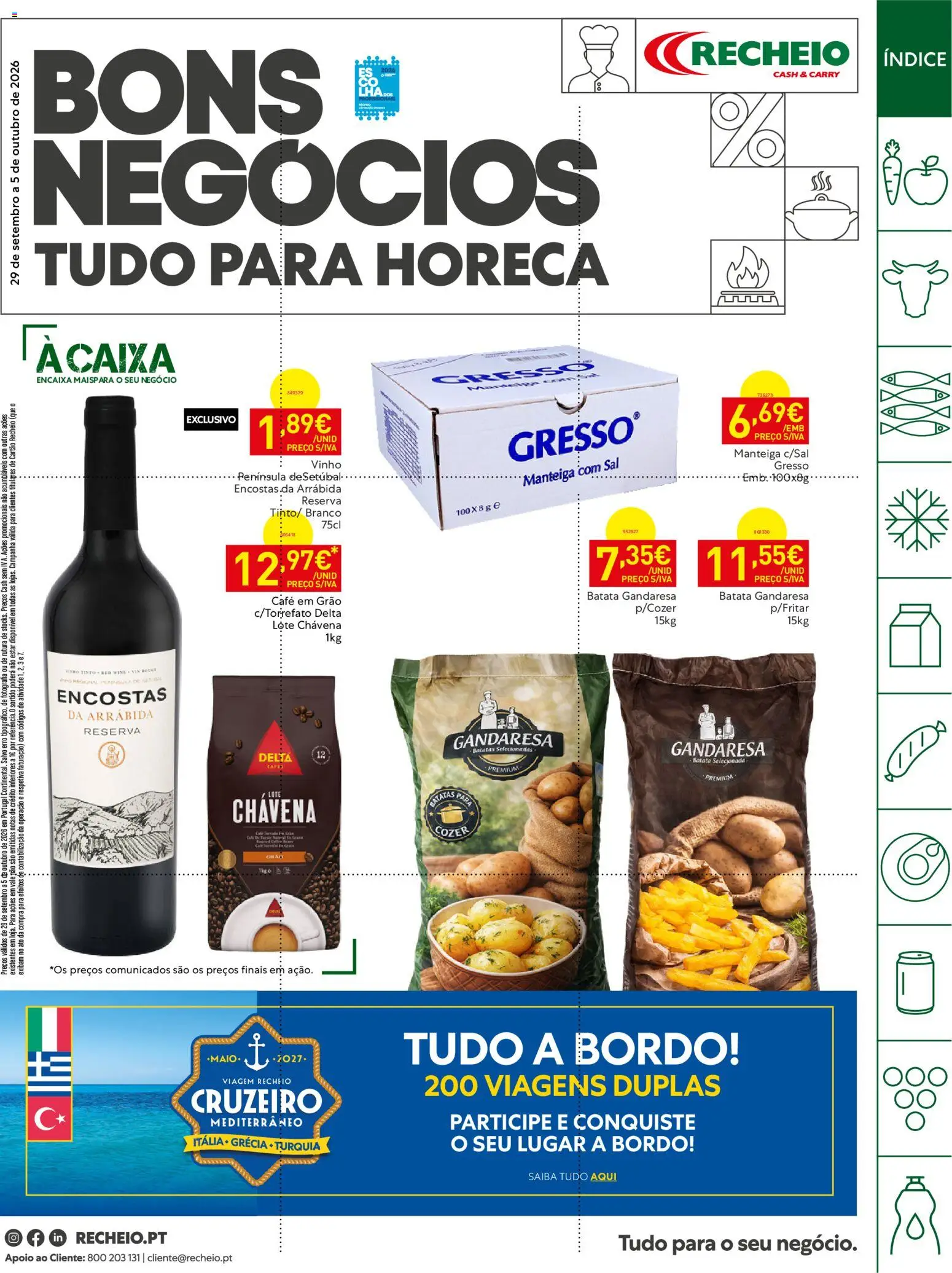 Recheio Horeca │ válido de 29/09/2026 | Página: 1 | Produtos: Sal, Café em grão, Manteiga, Café