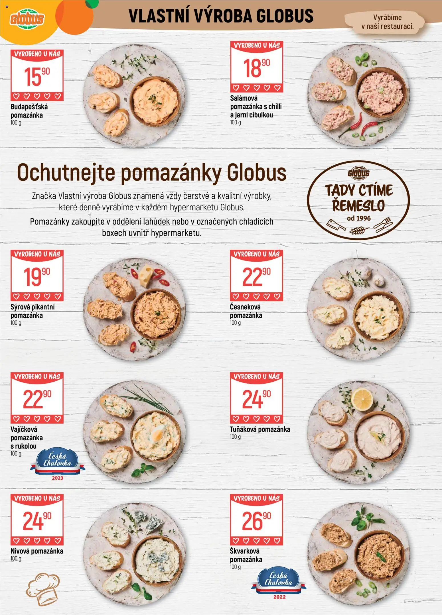 Globus leták - Praha Zličín od 27.05.2026 | Strana: 8 | Produkty: Pomazánky, Globus, Tuňáková pomazánka, Pomazánka