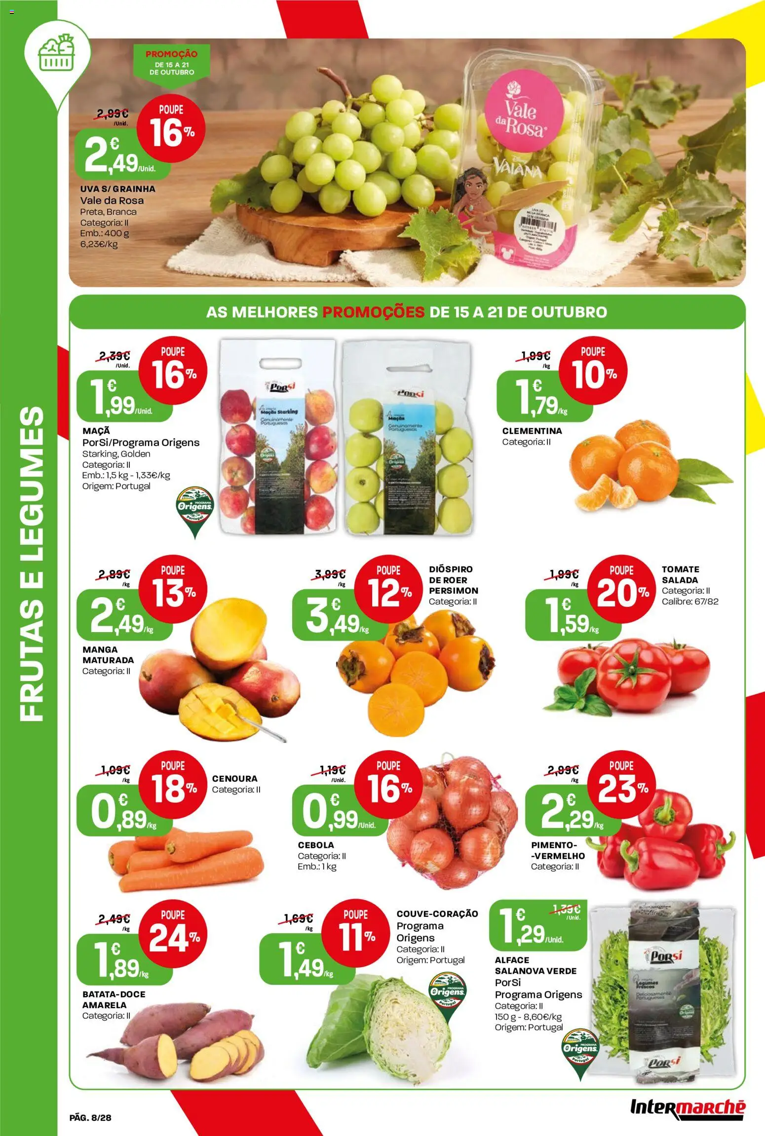 Intermarché folheto Contact │ válido de 15/10/2026 | Página: 8 | Produtos: Manga, Dióspiro, Cenoura, Pimento