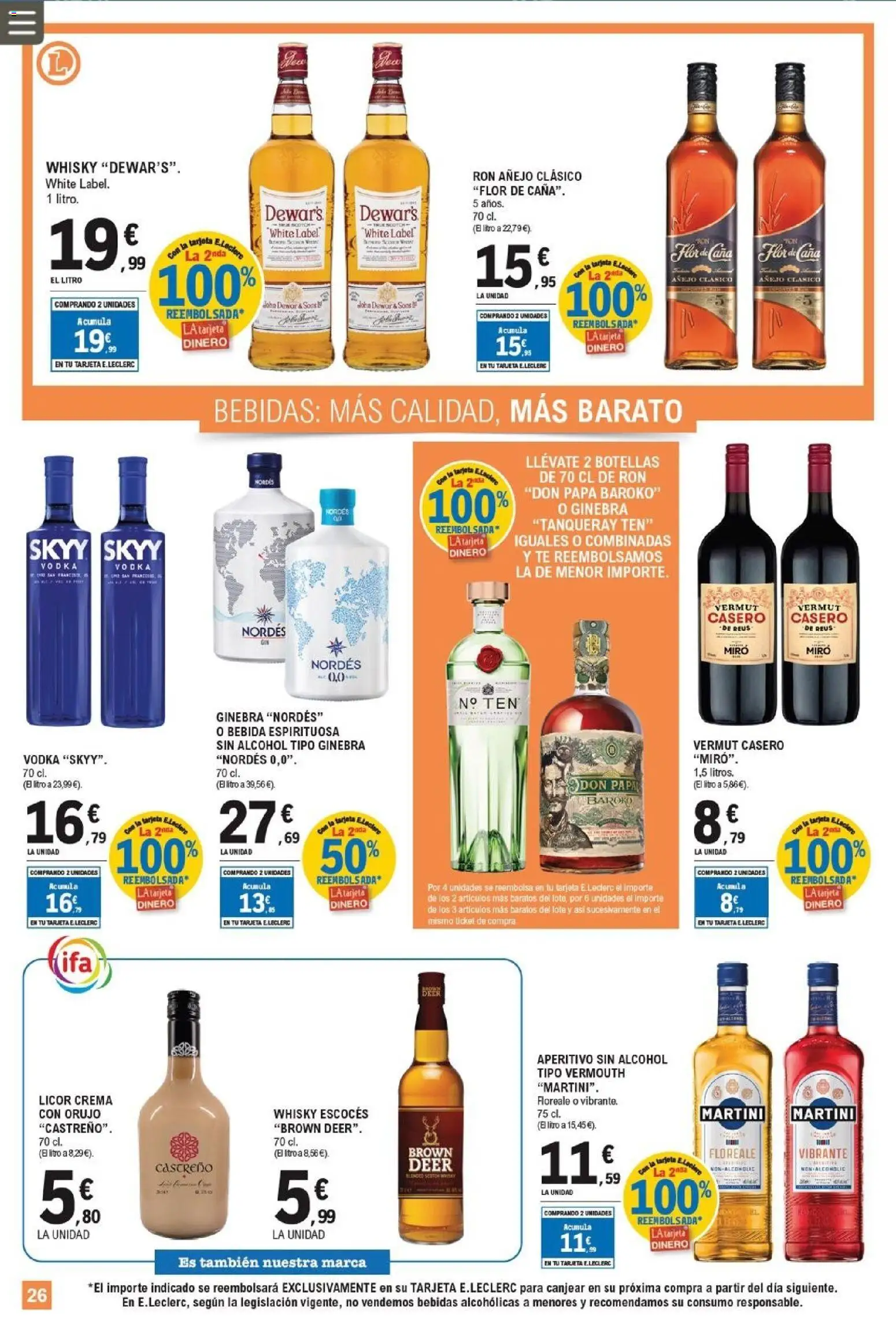 E.Leclerc folleto │ válido desde el 11/03/2026 | Página: 26 | Productos: Ron, Crema, Té, Whisky
