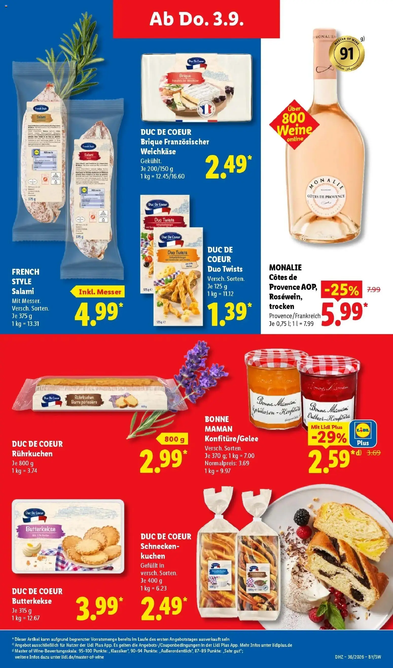 Lidl Prospekt Weikersheim – gültig ab 31.08.2026 | Seite: 61 | Produkte: Butter, Salami, Kuchen, Bonne maman