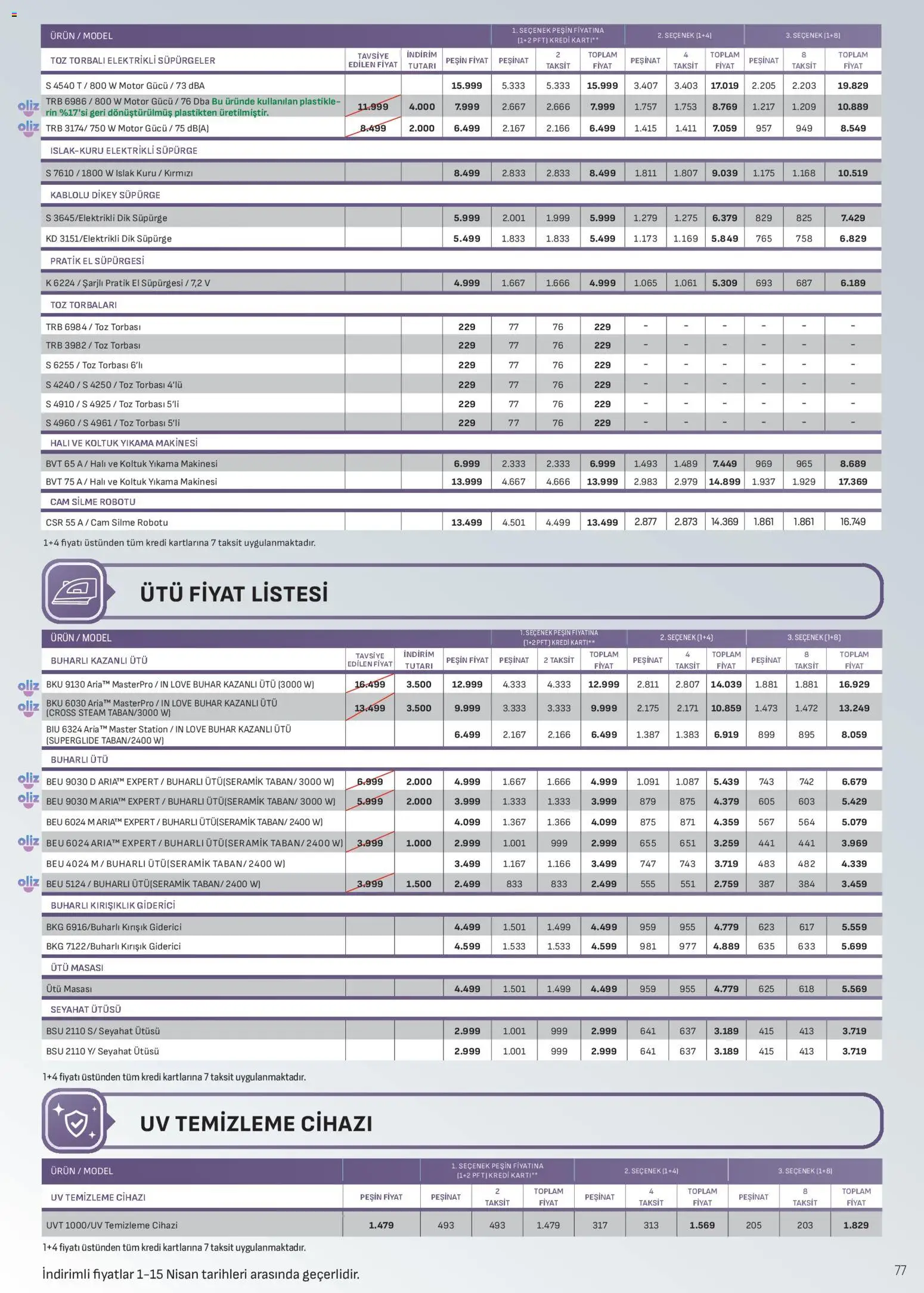 Arçelik Katalog - 01.04.2026 tarihinden itibaren geçerlidir | Sayfa: 77 | Ürünler: Koltuk, Ütü masası, Halı, Ütü