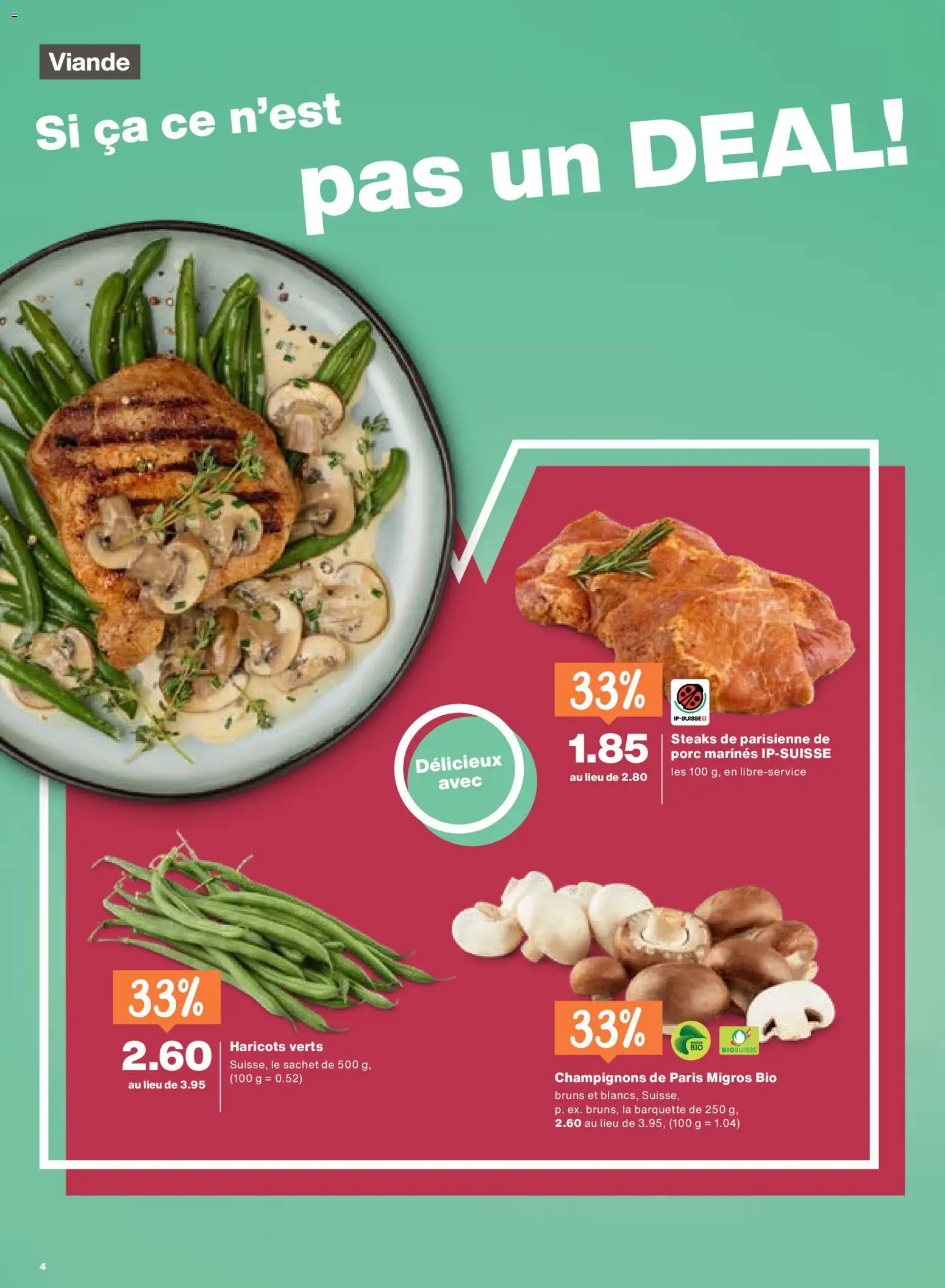 Migros aktionen FR – gültig ab 27.08.2026 | Seite: 4 | Produkte: Champignons