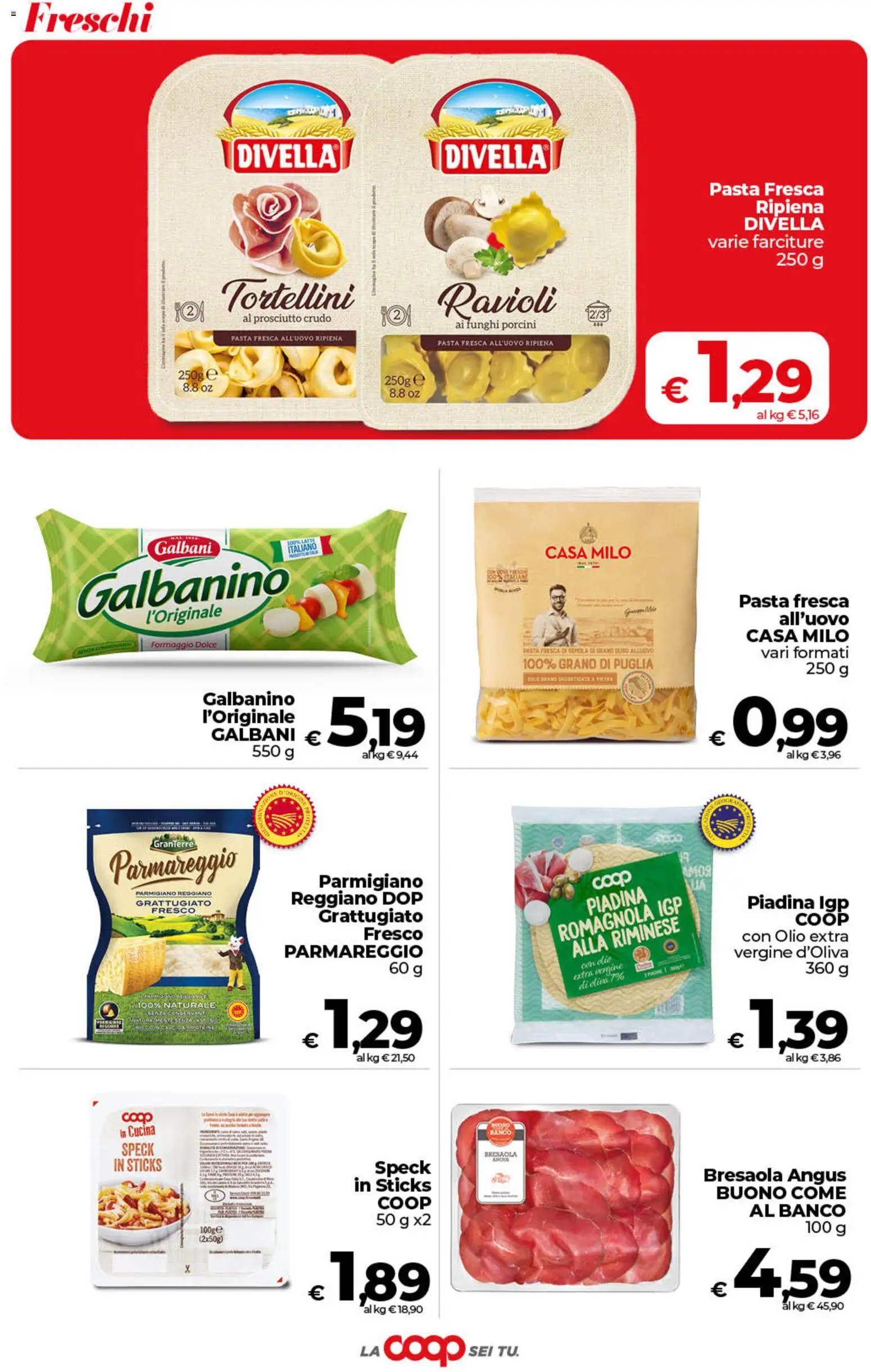 Volantino COOP del 01/09/2026 | Pagina: 8 | Prodotti: Prosciutto, Funghi, Piadina, Ravioli