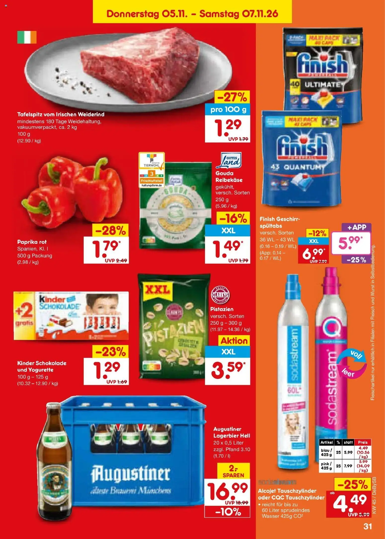 Netto Marken-Discount Prospekt Stuttgart – gültig ab 02.11.2026 | Seite: 47 | Produkte: Kinder schokolade, Yogurette, Paprika rot, Wurst