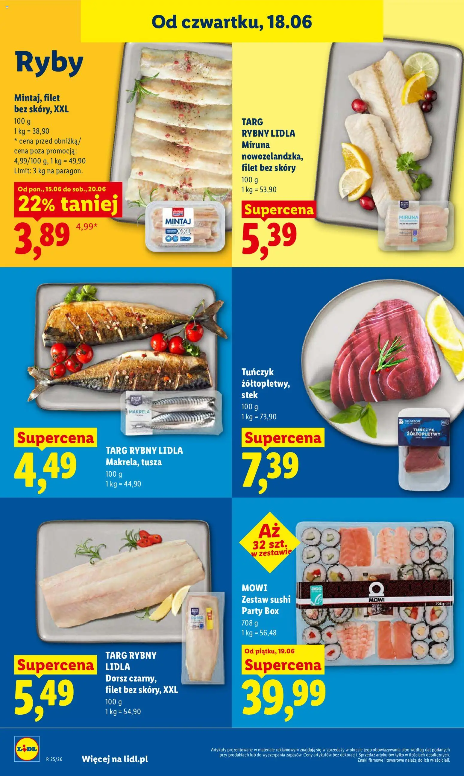 Lidl gazetka od 18.06.2026 | Strona: 54 | Produkty: Mintaj, Tuńczyk, Sushi, Zestaw sushi
