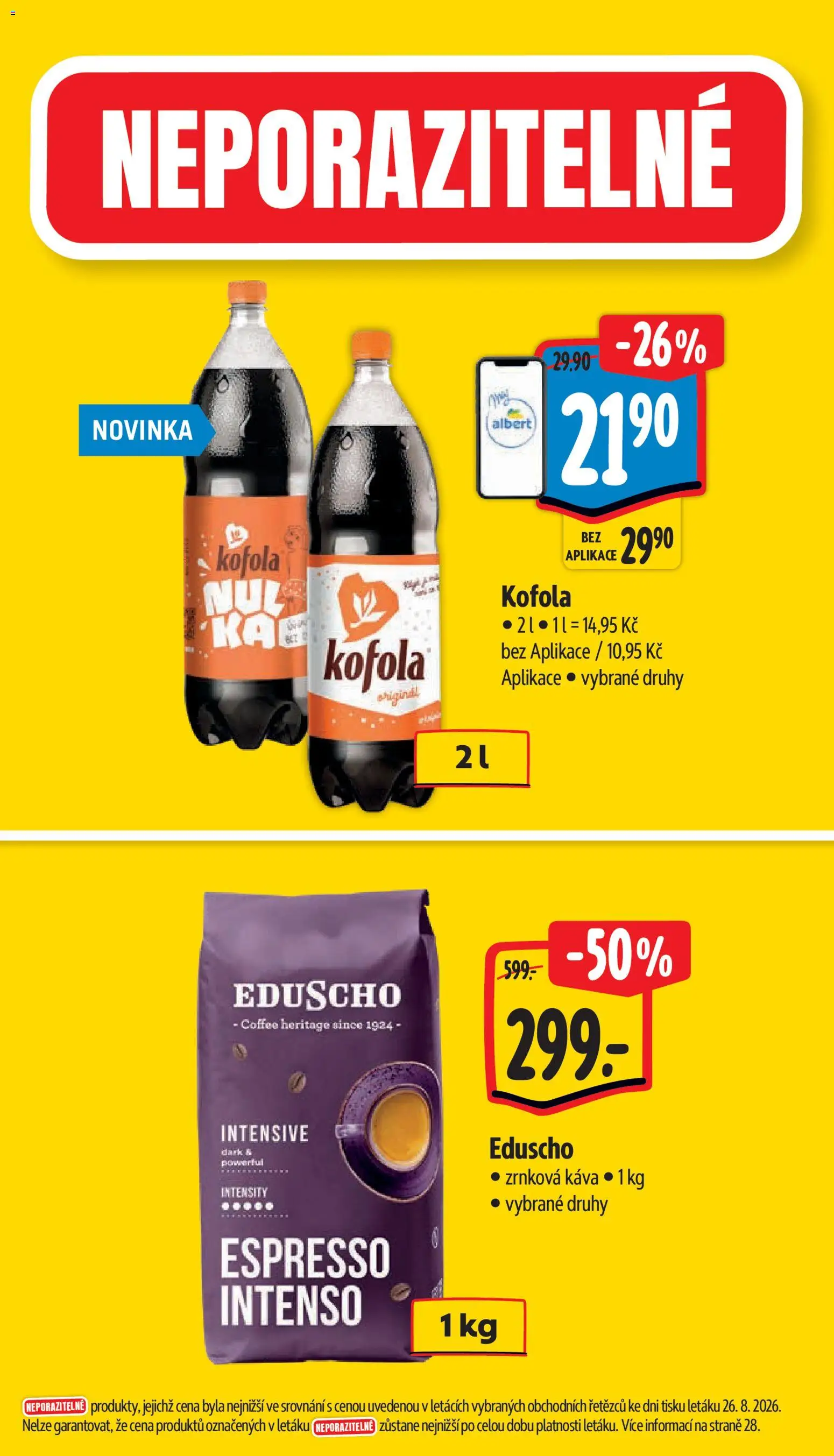 Albert leták - Hypermarket od 02.09.2026 | Strana: 4 | Produkty: Káva, Kofola, Zrnková káva, Láhev