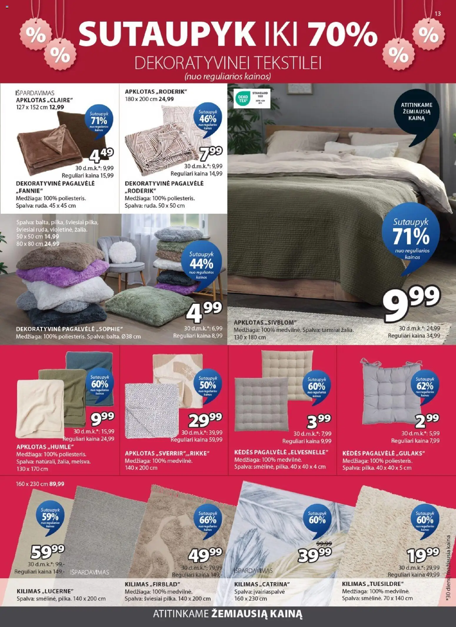 JYSK akcijos nuo 16.06.2026 | Puslapis: 13 | Prekių: Pagalvėlė, Kilimas