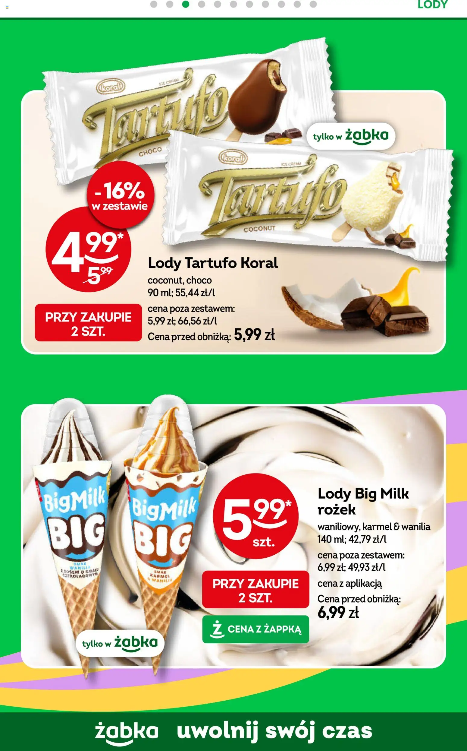 Żabka gazetka od 29.07.2026 | Strona: 50 | Produkty: Big Milk, Lody koral, Lody, Wanilia
