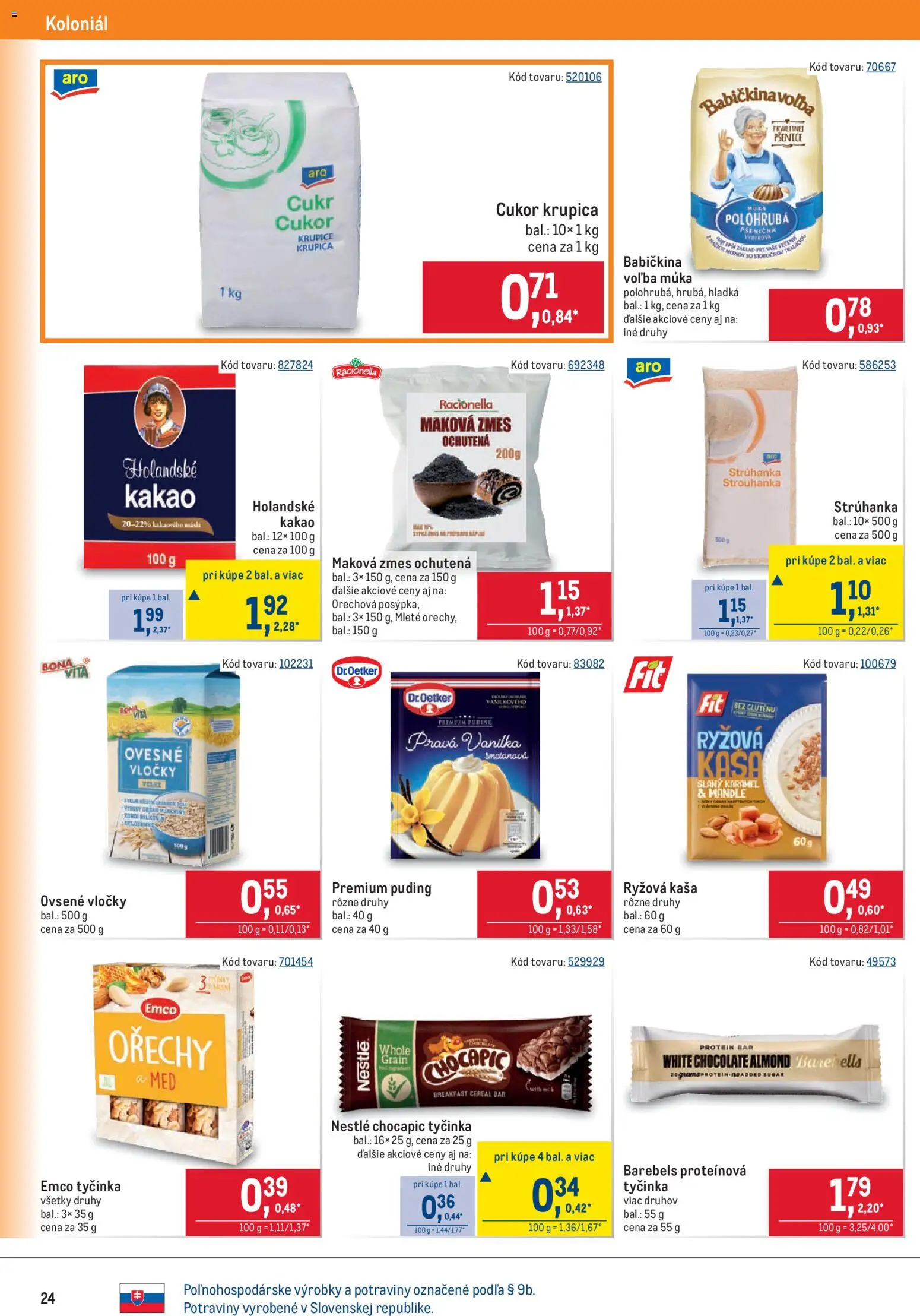 Nové Metro akcie – leták je platný od 26.08.2026 | Strana: 24 | Produkty: Protein, Orechy, Ovsené vločky, Med