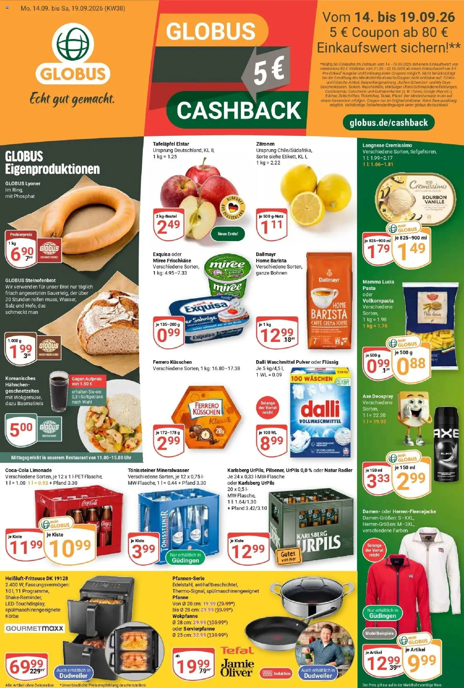 Globus Prospekt Saarbrücken-Dudweiler (ab 14.09.2026) » Angebote online | Seite: 3 | Produkte: Langnese, Waschmittel, Pasta, Brot