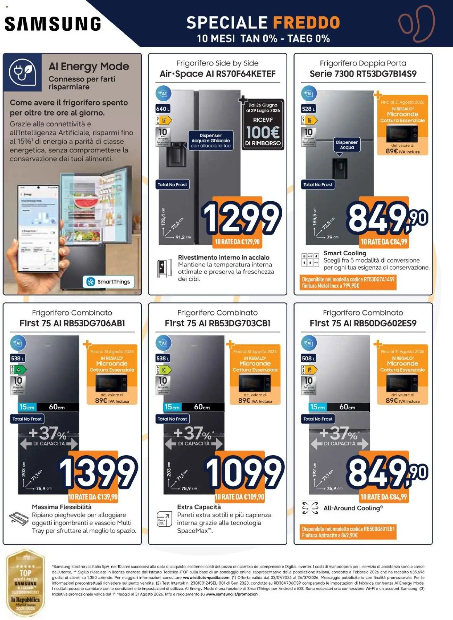 Volantino Unieuro del 03/07/2026 | Pagina: 5 | Prodotti: Compressore, Acqua, Data, Frigorifero combinato