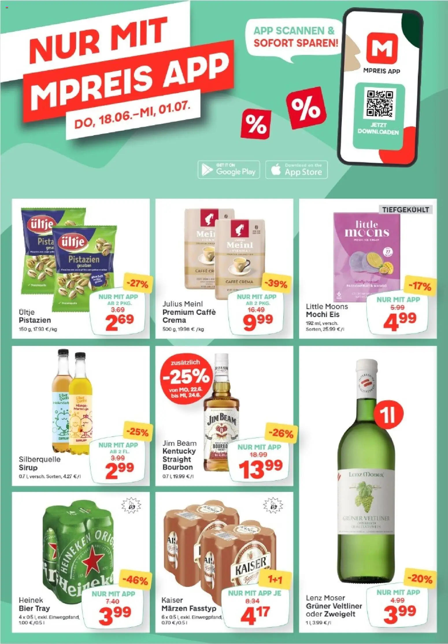 MPREIS Lenzing gültig ab 18.06.2026 | Seite: 14 | Produkte: Eis, Mango, Bier, Bourbon