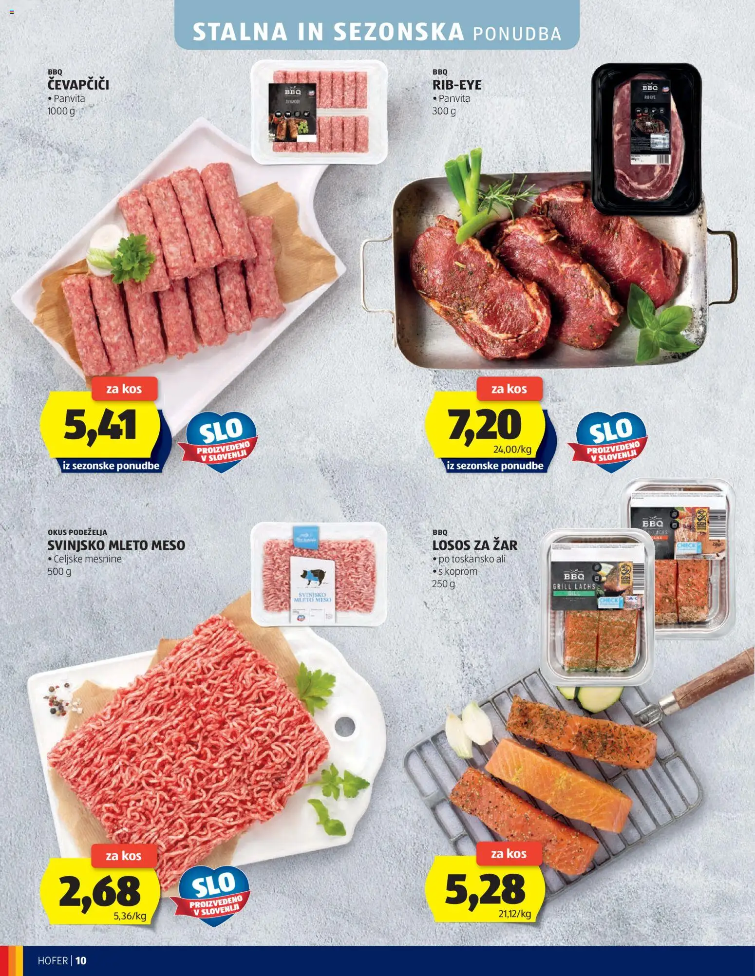 Hofer SI katalog | vrijedi od 17.06.2026 | Stranica: 10 | Proizvodi: Meso, Losos, Ćevapčići