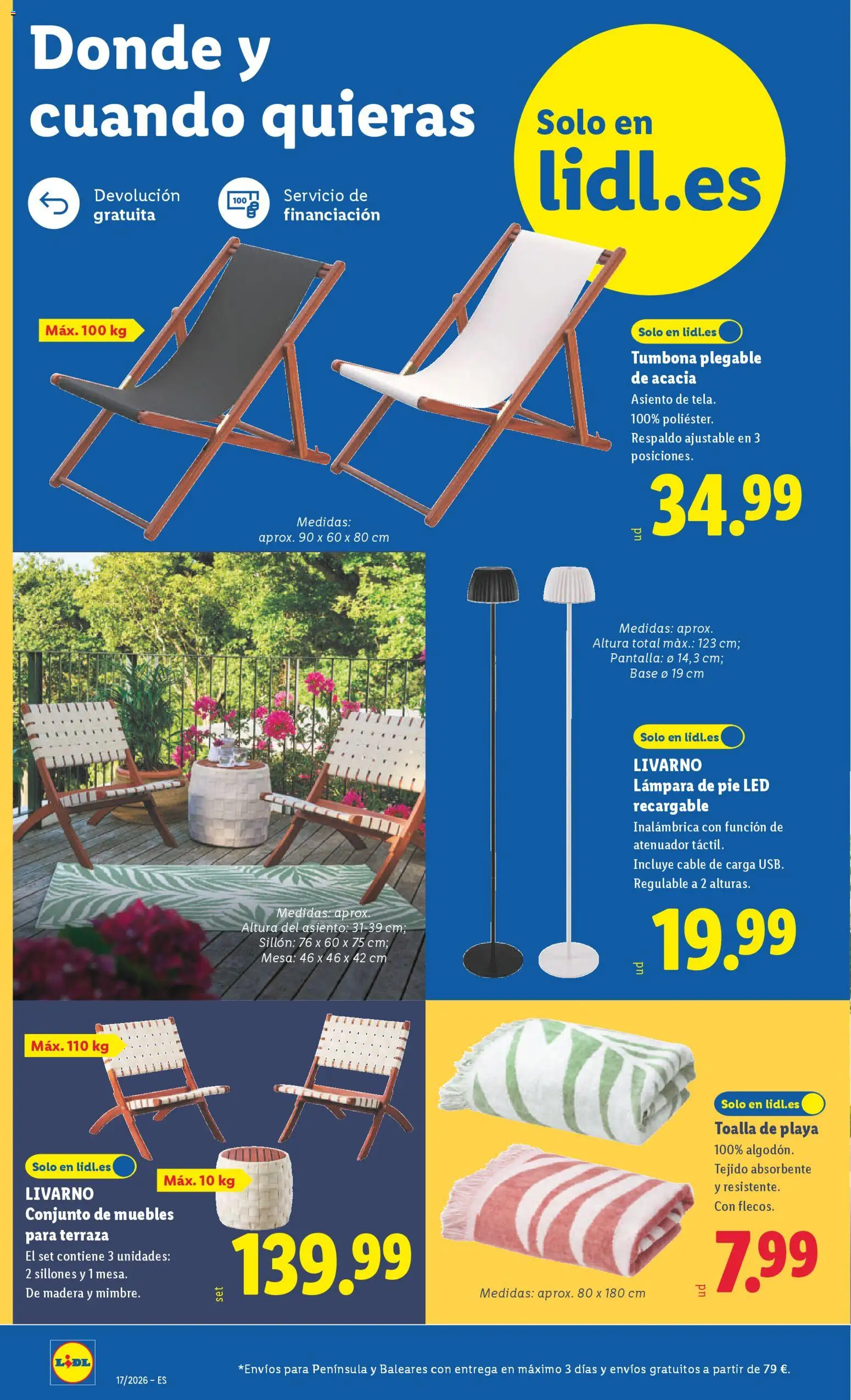 Lidl Canarias │ válido desde el 20.04.2026 | Página: 2 | Productos: Cable, Tumbona, Lámpara de pie, Lámpara