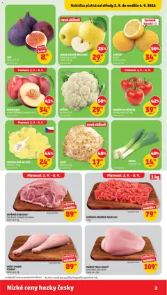 Náhled letáku NEKTARINKY, volně, skládané | cena za 1 kg od 02.09.2026 | Strana: 2 | Produkty: Jablka, Rajčata, Paprika, Maso