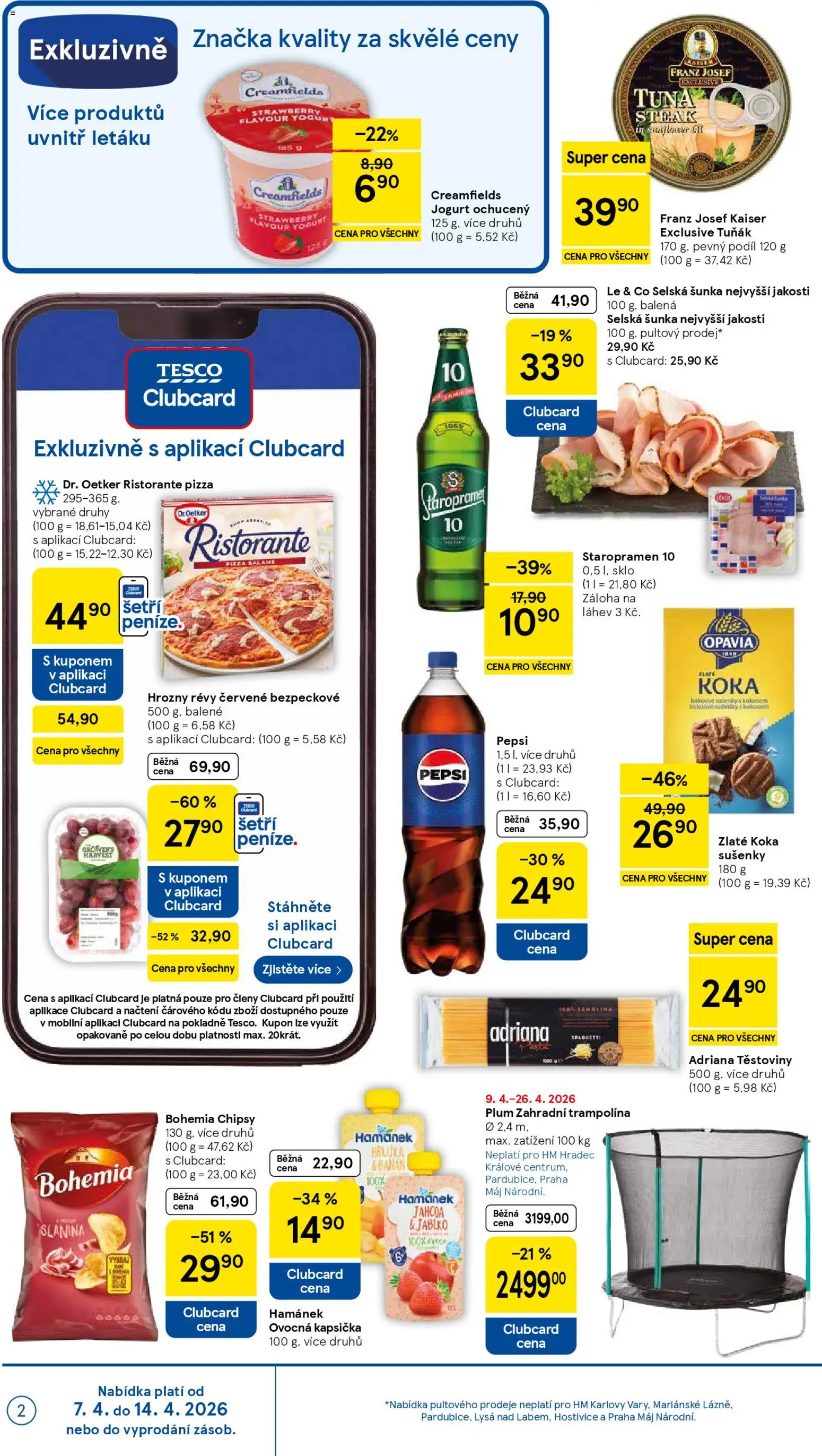 Tesco leták - Hypermarket od 07.04.2026 | Strana: 2 | Produkty: Staropramen 10, Staropramen, Pizza, Pepsi