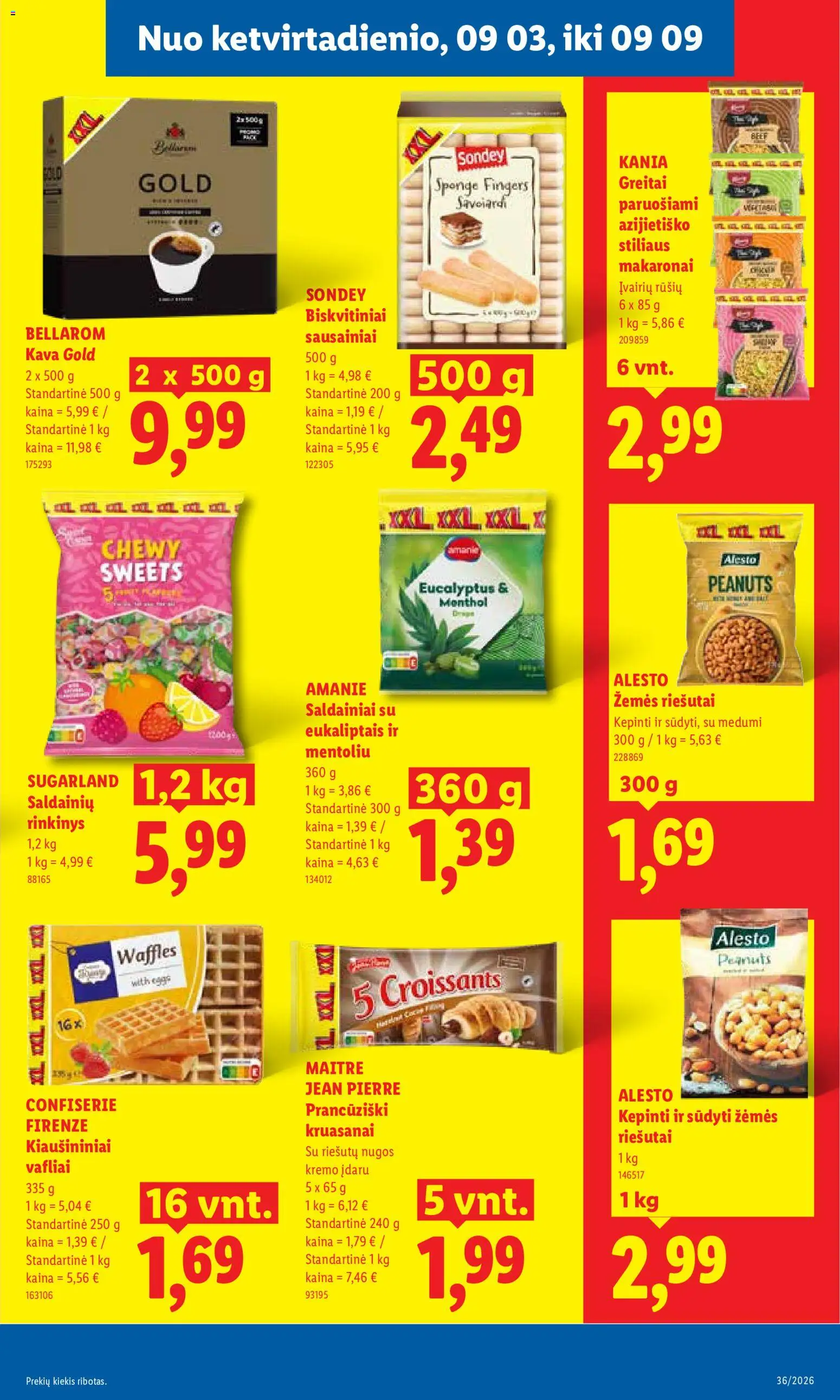 LIDL akcijos nuo 2026.08.31 | Puslapis: 33 | Prekių: Riešutai, Sausainiai, Kava, Saldainiai
