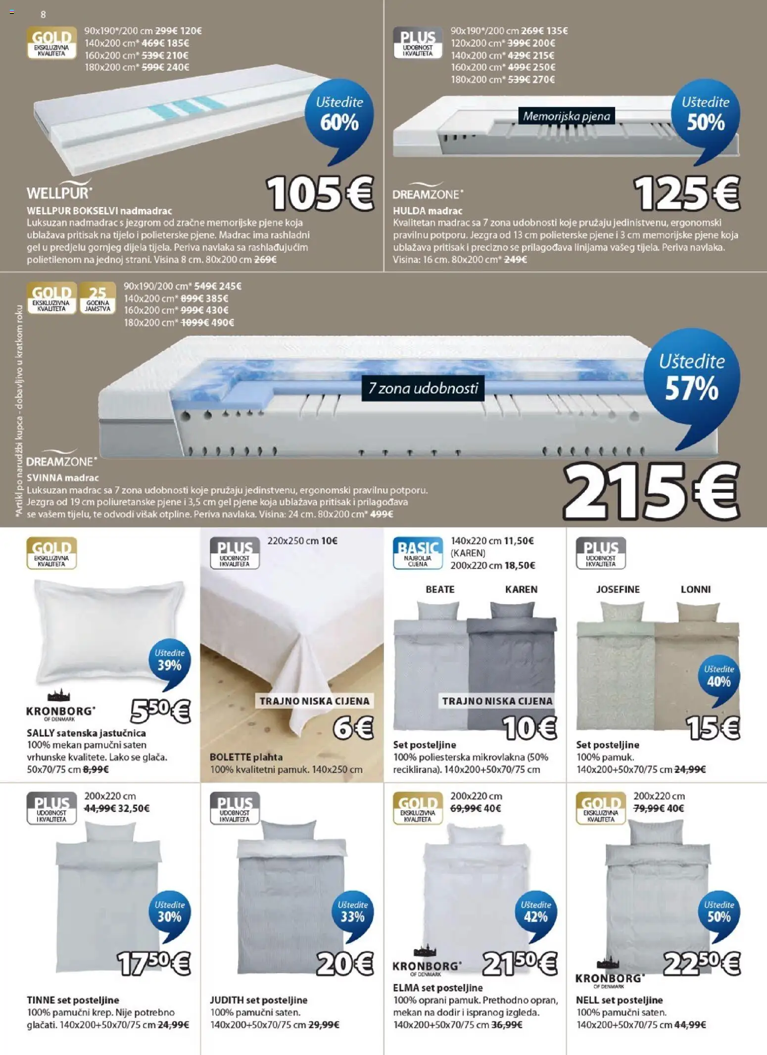 JYSK katalog | vrijedi od 18.05.2026 | Stranica: 8 | Proizvodi: Madrac, Jastučnica, Plahta, Nadmadrac