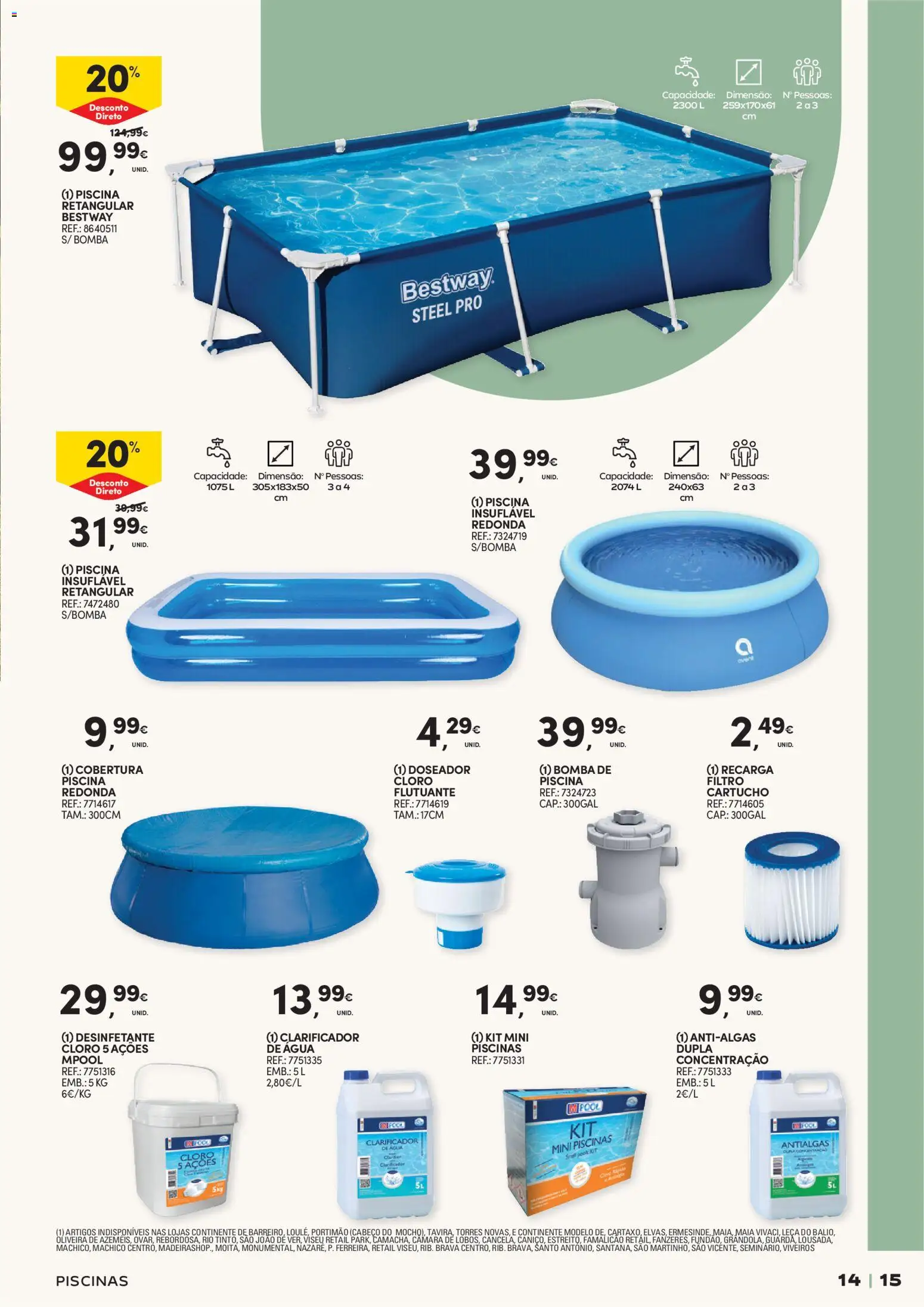 Continente - Férias de Verão  Abre espaço para a distração │ válido de 23/06/2026 | Página: 15 | Produtos: Agua, Piscina, Piscinas