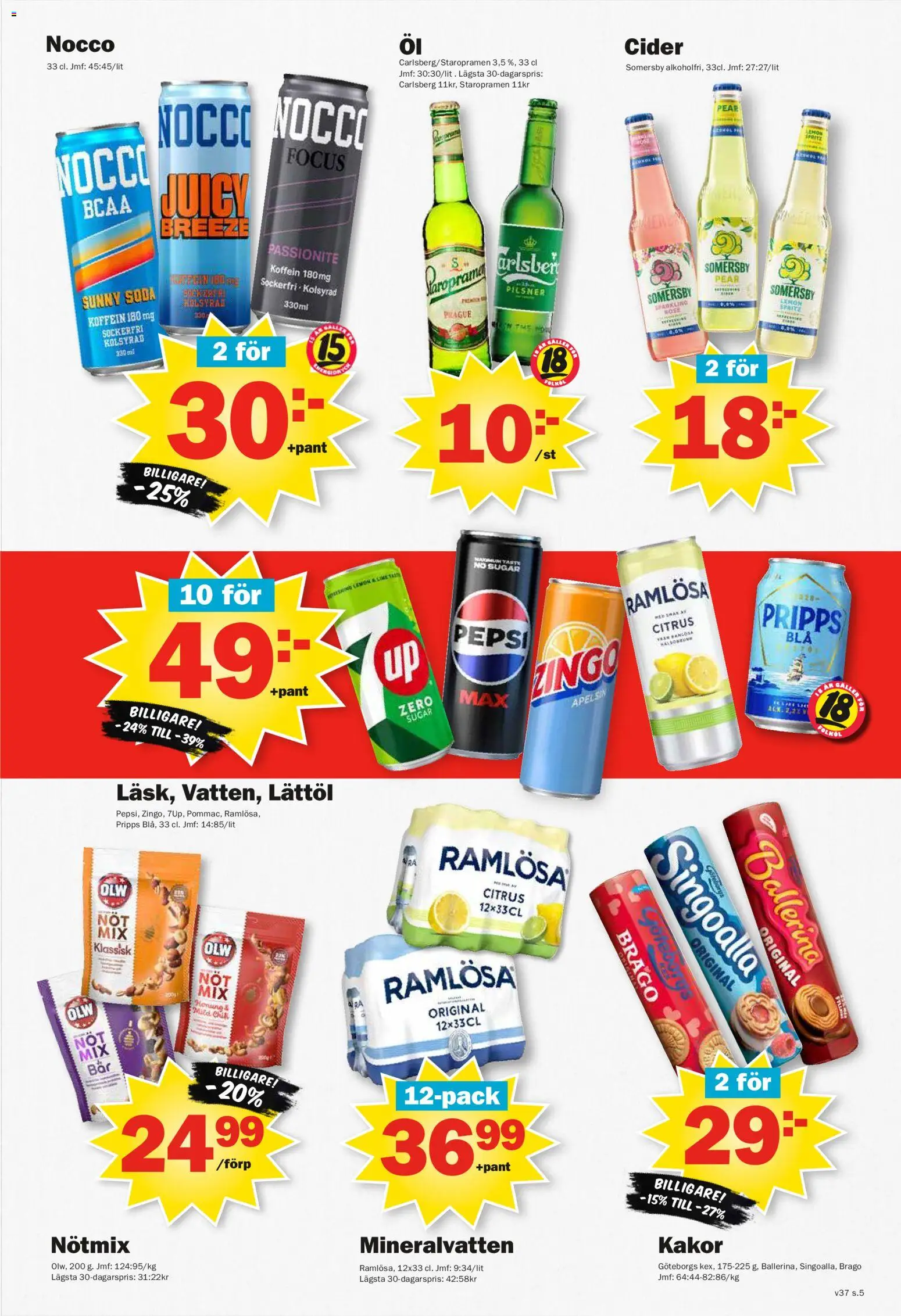 Pekås reklamblad aktuell från 07/09/2026 | Sida: 5 | Produkter: Zingo, Ballerina, Pepsi, Cider