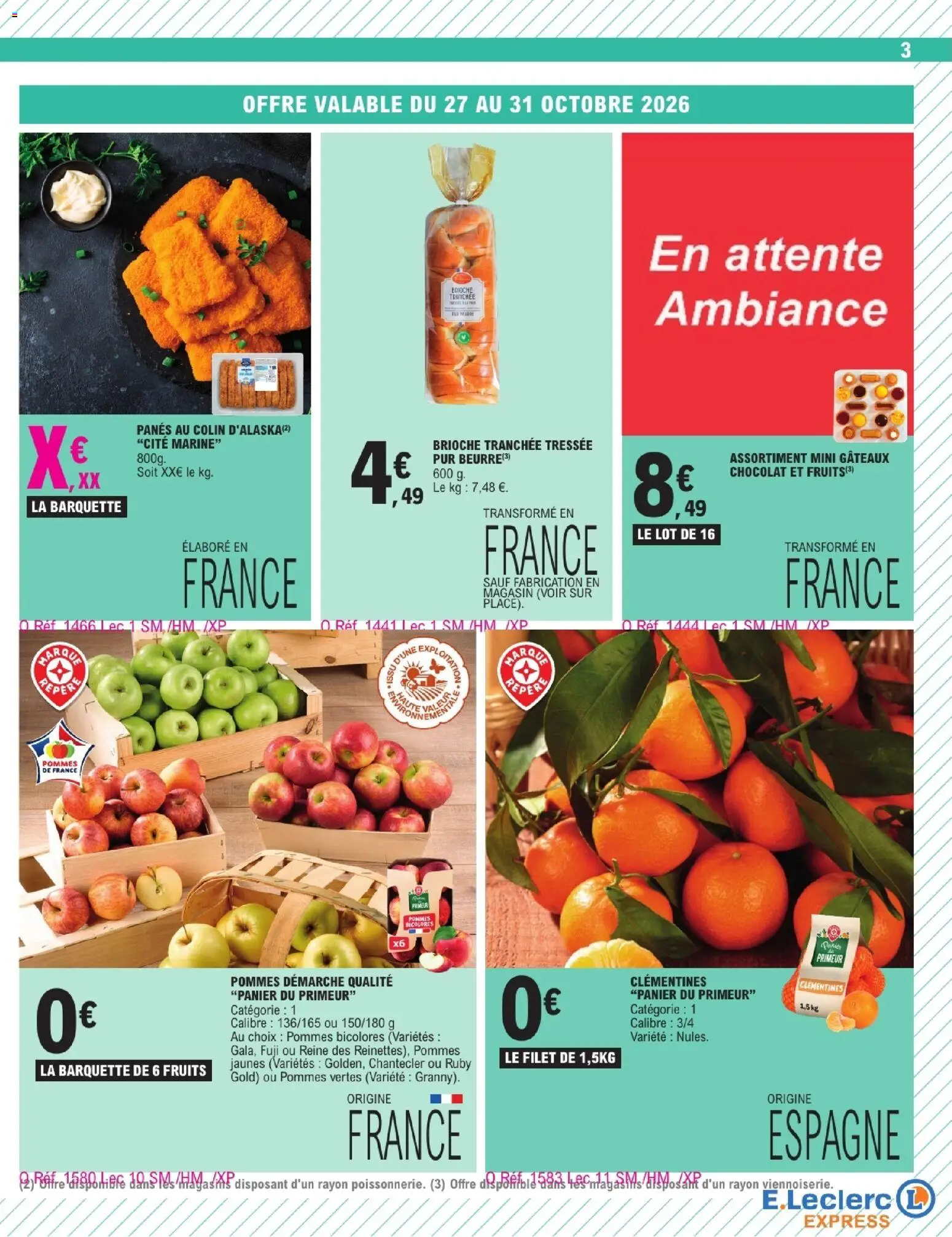 {H1} | Page: 3 | Produits: Brioche, Brioche tranchée, Chocolat, Pommes