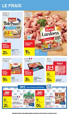 Carrefour - Prévisualisation de Mini saucissons secs CARREFOUR SENSATION, Nature ou aux Noix, 75 g. valide à partir de 17/08/2026 | Page: 27 | Produits: Lardons, Poulet, Knacki, Distributeur