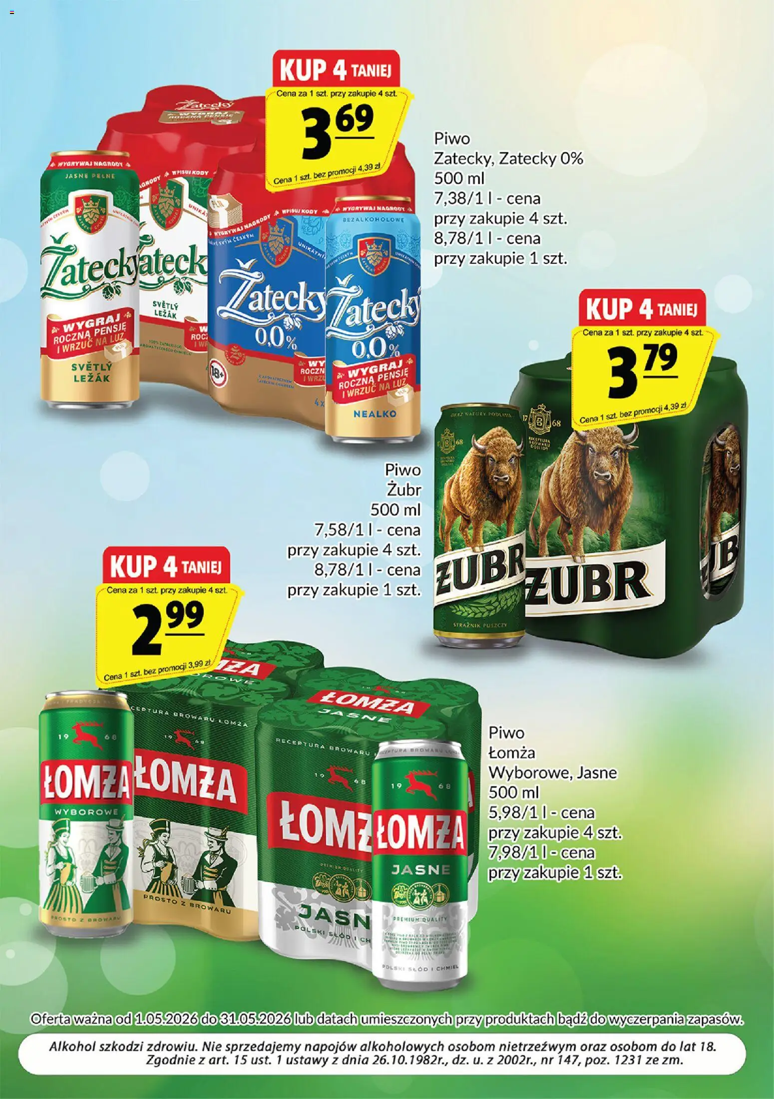 Prim Market gazetka - Oferta alkoholowa od 01.05.2026 | Strona: 10 | Produkty: Piwo żubr, Leżak, Piwo, Alkohol